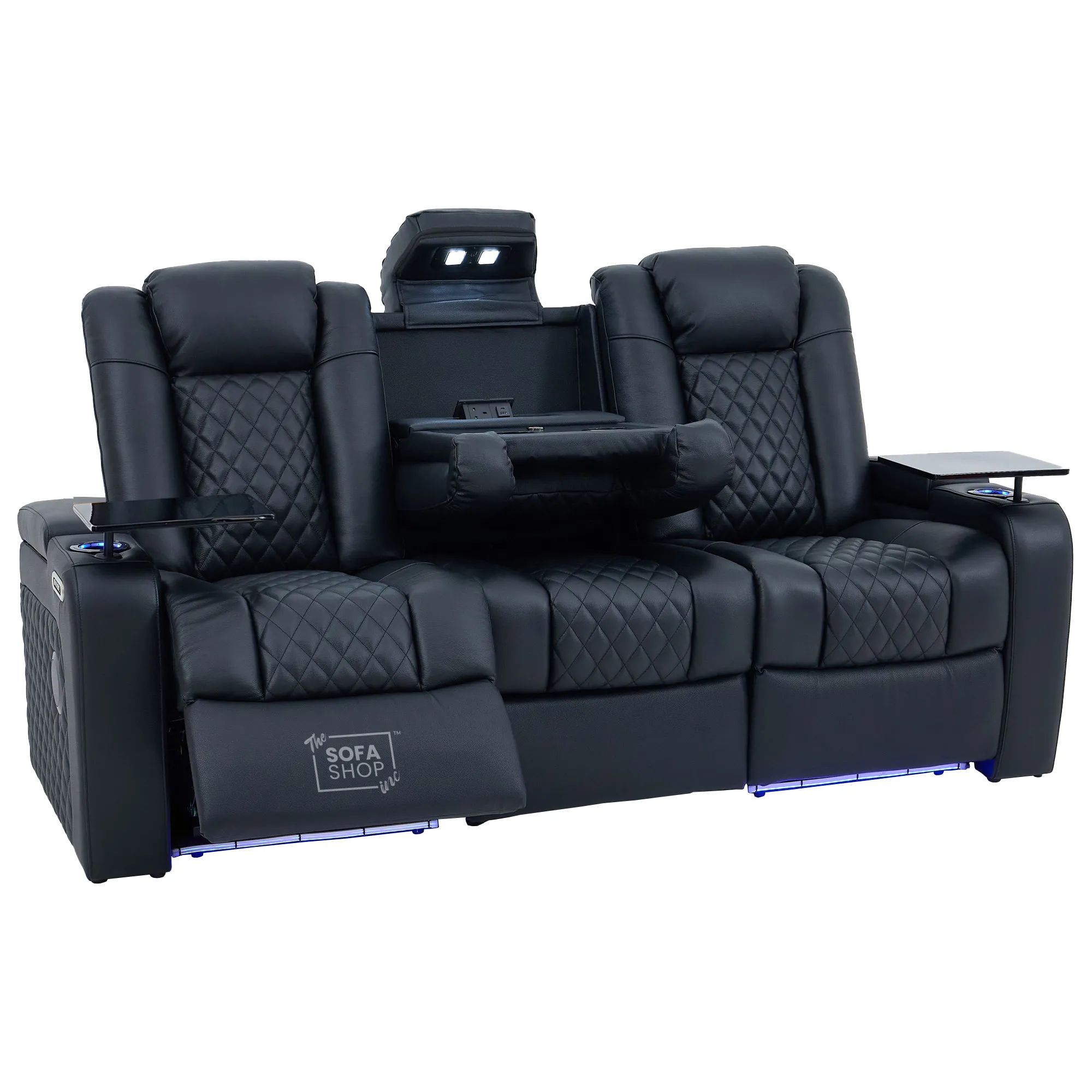 3 Seat Electric Recliner Home Cinema Theatre Sofa |Hi-Tech Couch With Heat and Cool Cup Holders + Multi-Link Bluetooth + Fold-Down Table + Wireless Charging + Power Headrests | Milano | The Sofa Shop - Image 23