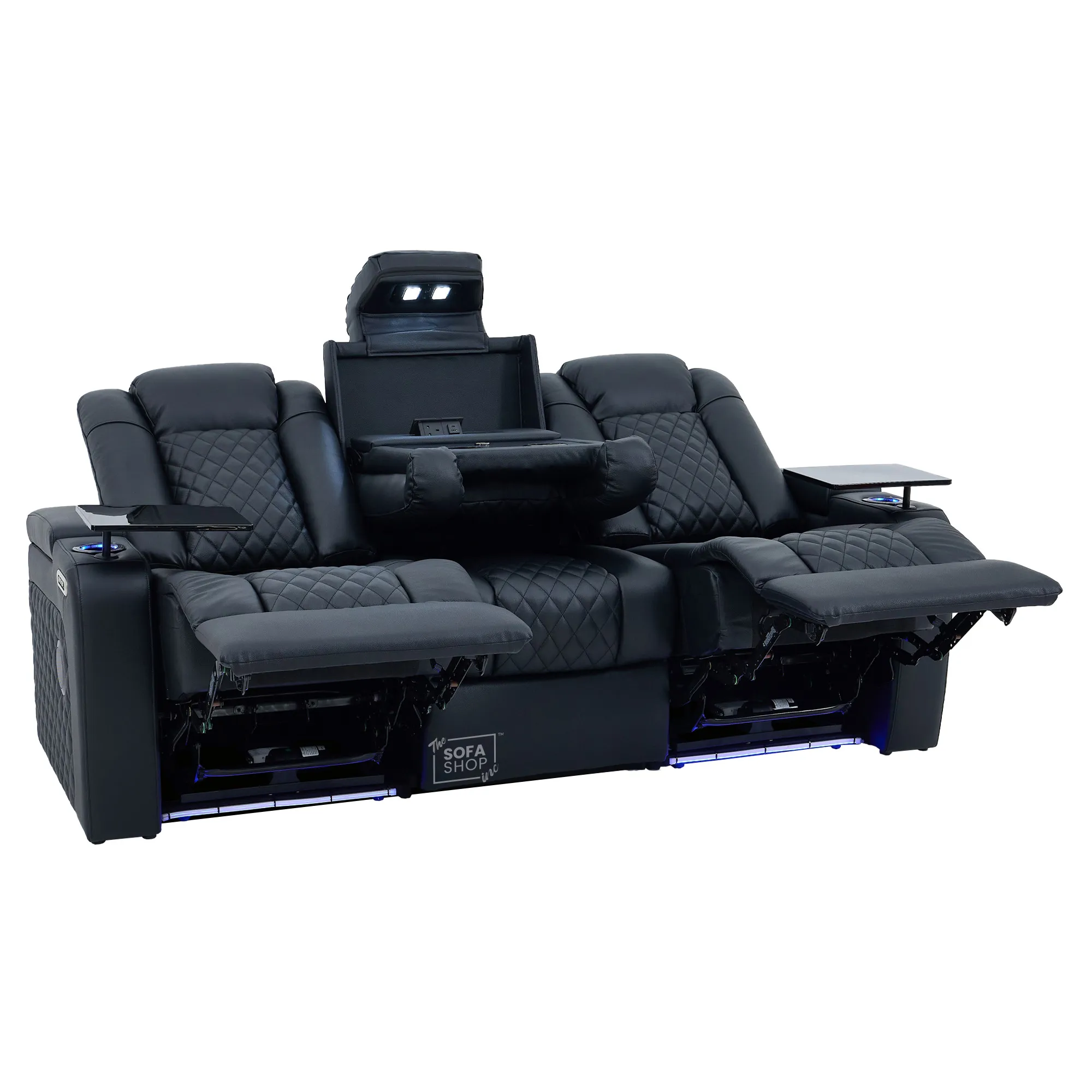 3 Seat Electric Recliner Home Cinema Theatre Sofa |Hi-Tech Couch With Heat and Cool Cup Holders + Multi-Link Bluetooth + Fold-Down Table + Wireless Charging + Power Headrests | Milano | The Sofa Shop - Image 25