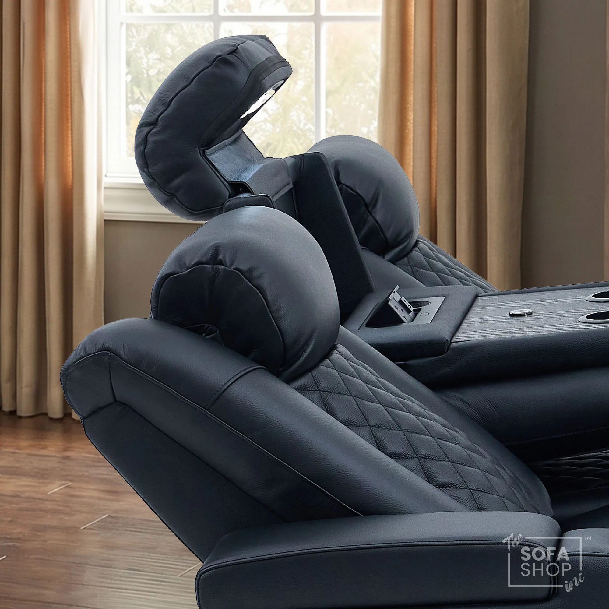 3 Seat Electric Recliner Home Cinema Theatre Sofa |Hi-Tech Couch With Heat and Cool Cup Holders + Multi-Link Bluetooth + Fold-Down Table + Wireless Charging + Power Headrests | Milano | The Sofa Shop - Image 5
