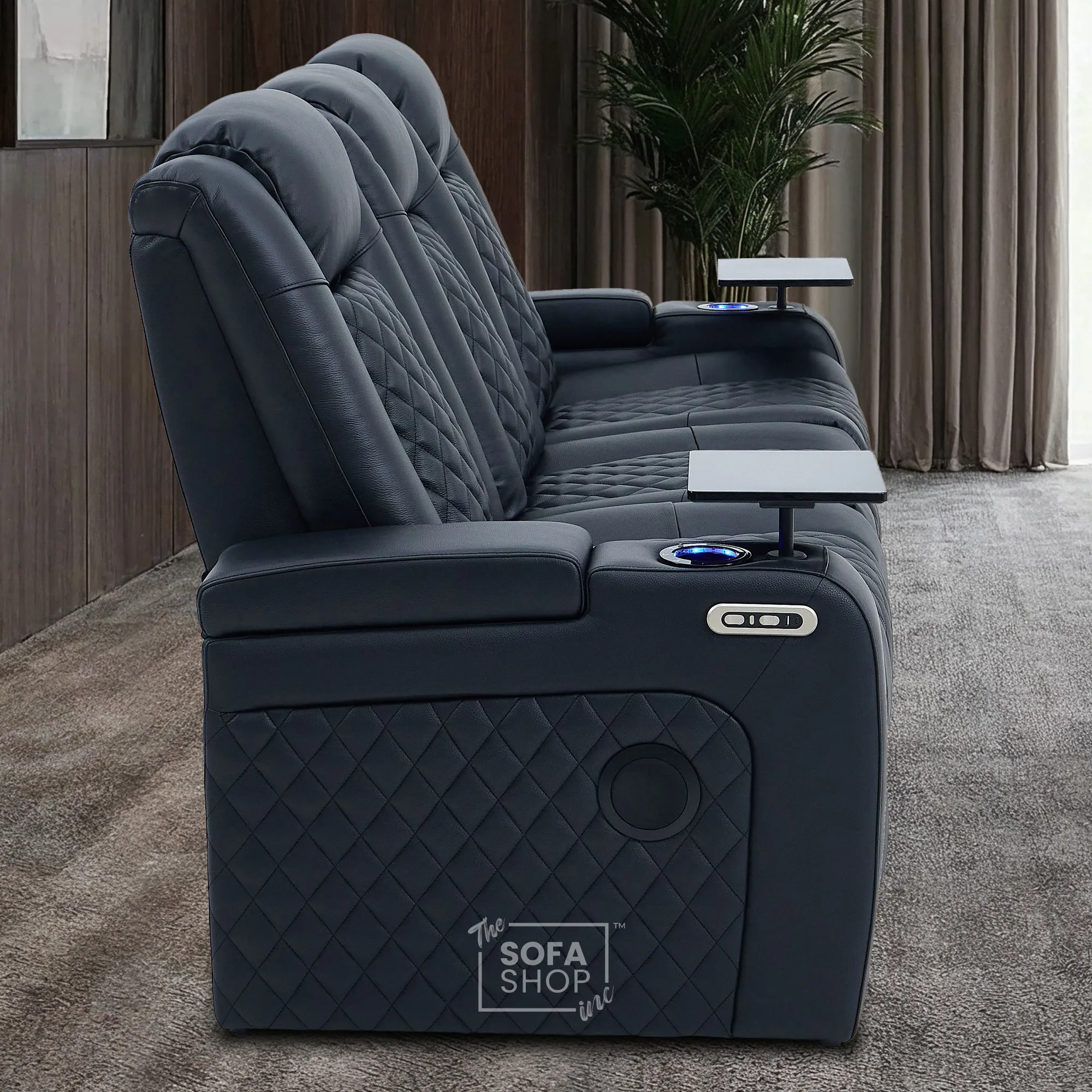 3 Seat Electric Recliner Home Cinema Theatre Sofa |Hi-Tech Couch With Heat and Cool Cup Holders + Multi-Link Bluetooth + Fold-Down Table + Wireless Charging + Power Headrests | Milano | The Sofa Shop - Image 7