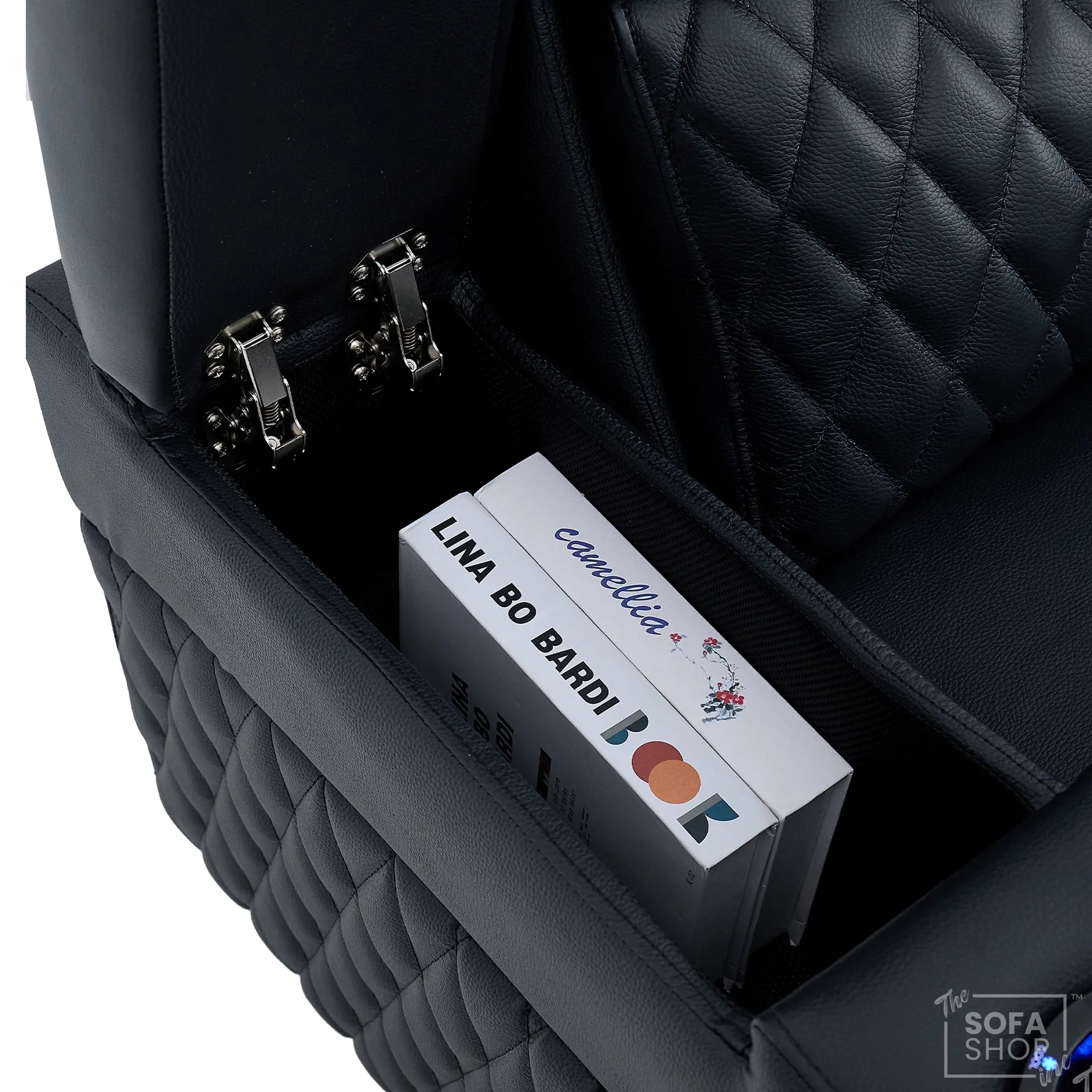 3 Seater Cinema Sofa in Black Real Leather | Luxury Theatre & Home Cinema Seating | Electric Recliner With Power Lumbar + USB Charging + Cupholders & Power Headrests | LED Lighting & Hidden Storage | Assisi - Image 15
