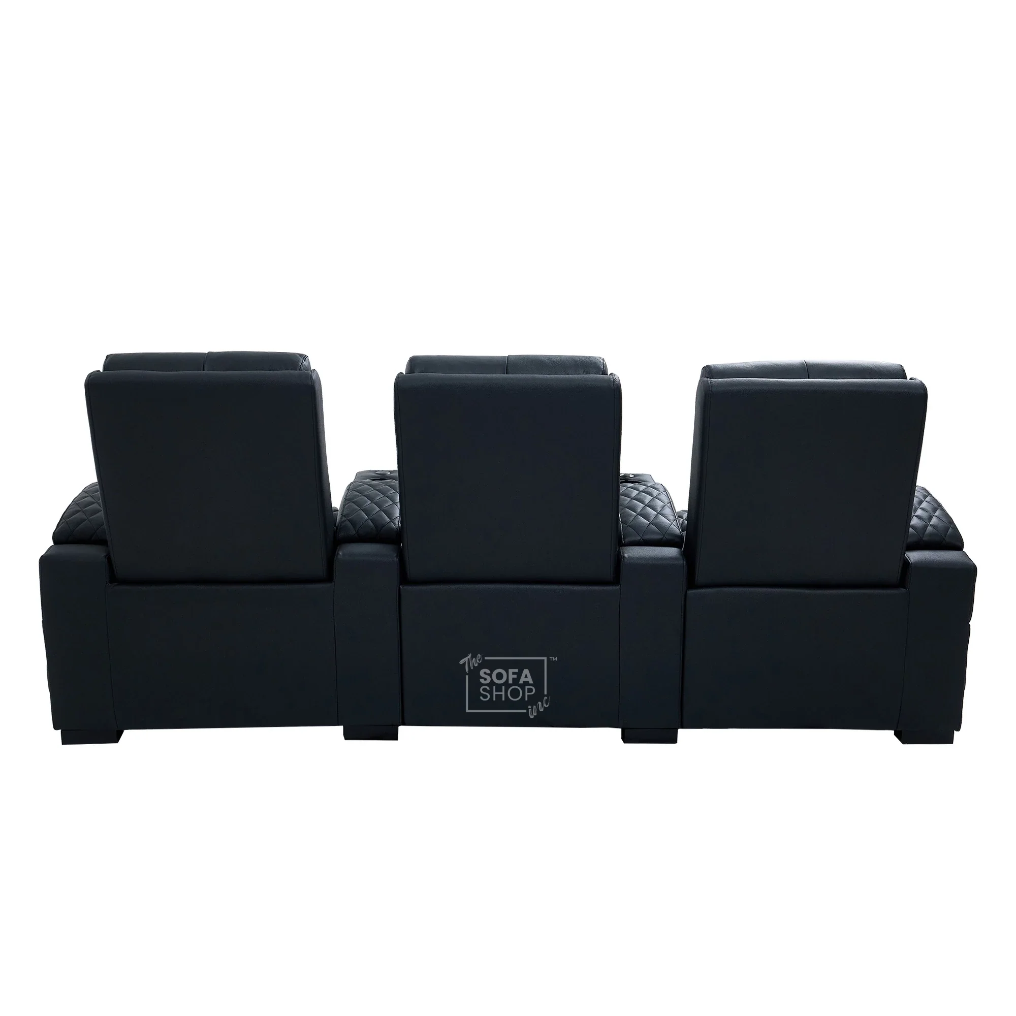 3 Seater Cinema Sofa in Black Real Leather | Luxury Theatre & Home Cinema Seating | Electric Recliner With Power Lumbar + USB Charging + Cupholders & Power Headrests | LED Lighting & Hidden Storage | Assisi - Image 18