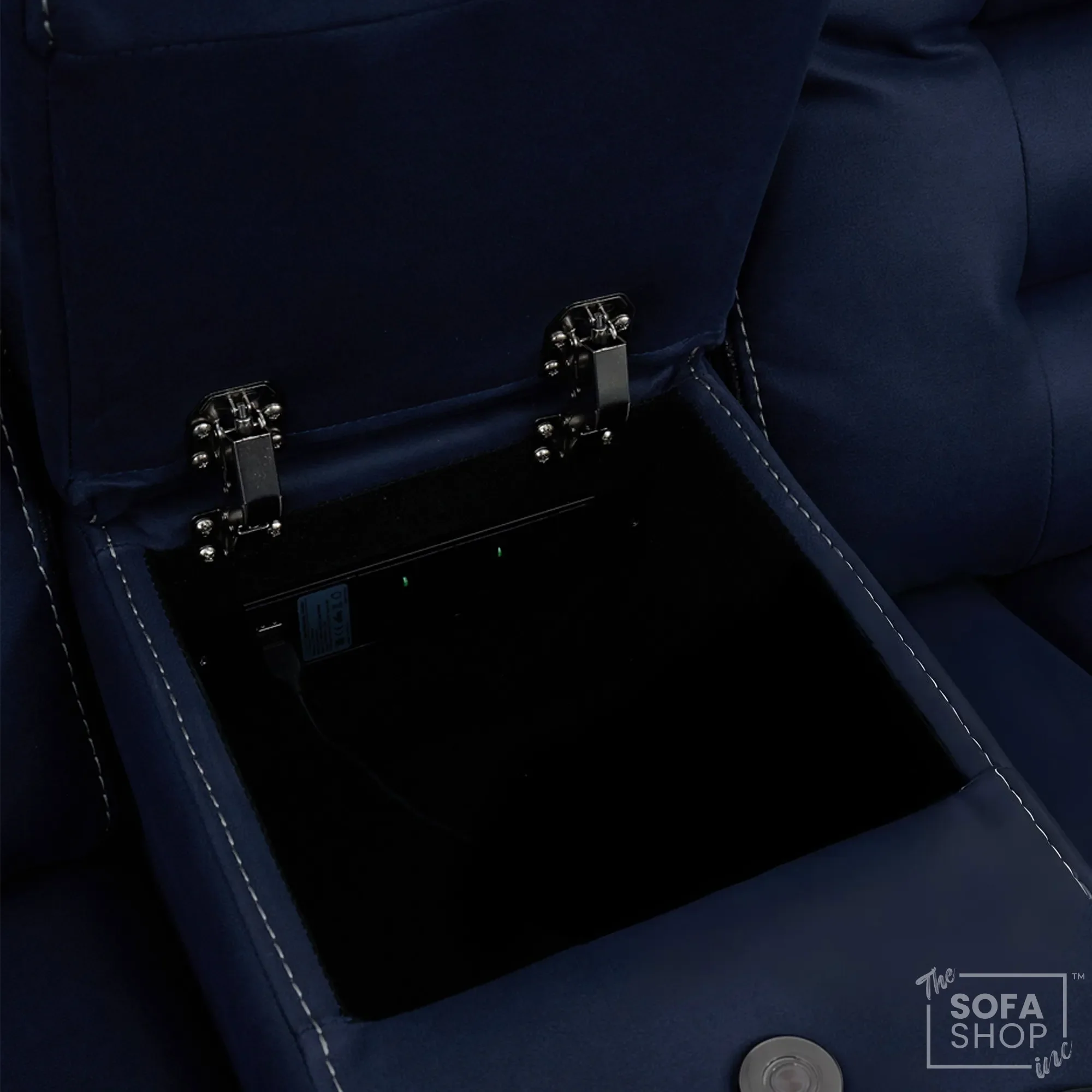 3+2 Electric Recliner Cinema Sofa Set in Blue Fabric | Hi-Tech Sofa Suite with Massage, Padded Lumbar support, Bluetooth Speakers, Console & Wireless Charging | Tuscany | The Sofa Shop - Image 28