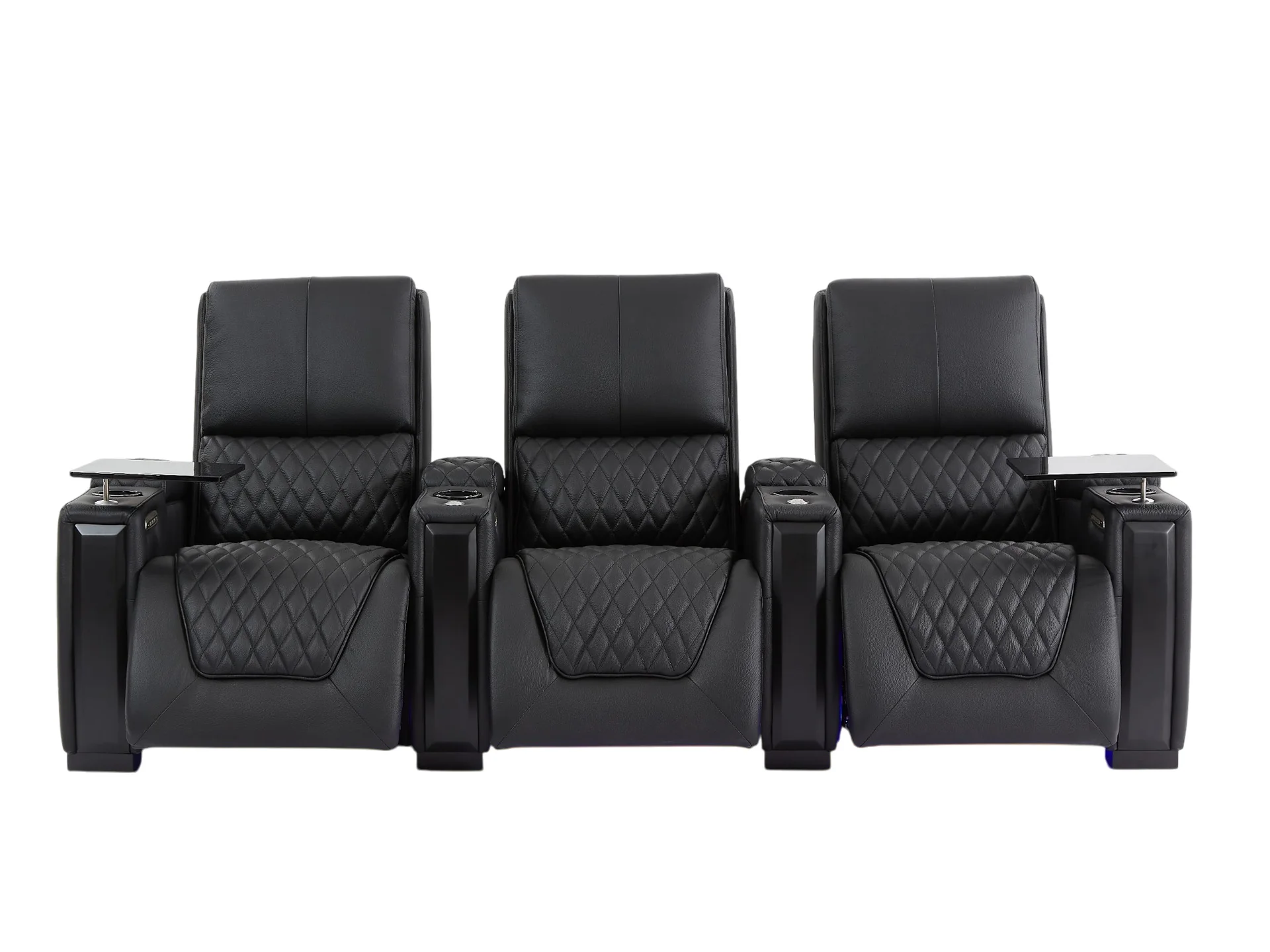 3 Seater Black Real Leather Electric Recliner Cinema Sofa | Luxury Theatre & Home Cinema Seating | Power Lumbar, Power Headrest, Cooling Cup Holder, Tray Tables & USB-C | Assisi | The Sofa Shop - Image 12