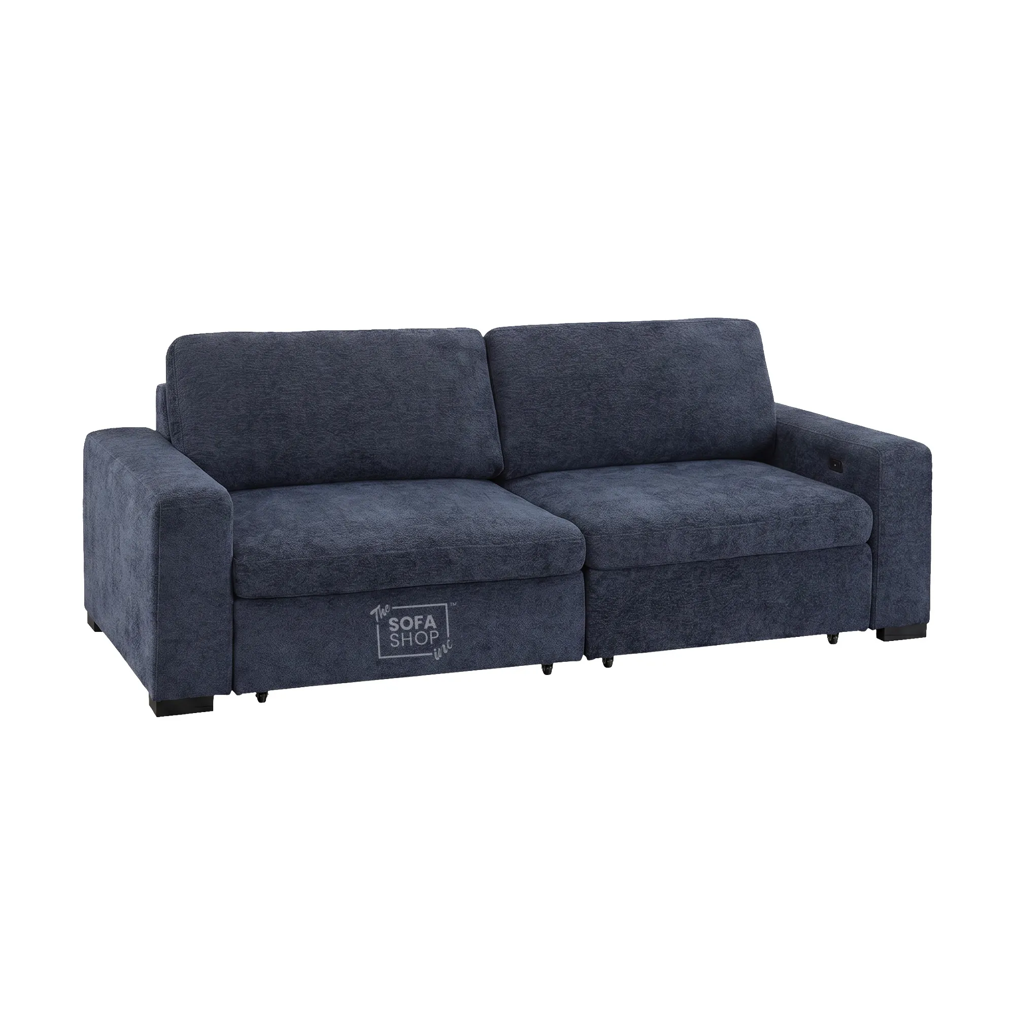 3 Seater Fabric Extendable Electric Sofa Bed | Power Sliding Couch With USB+C Charging | Blue Chenille Fabric | Home Theatre Seating & Comfort Headrests | Palma | The Sofa Shop - Image 10