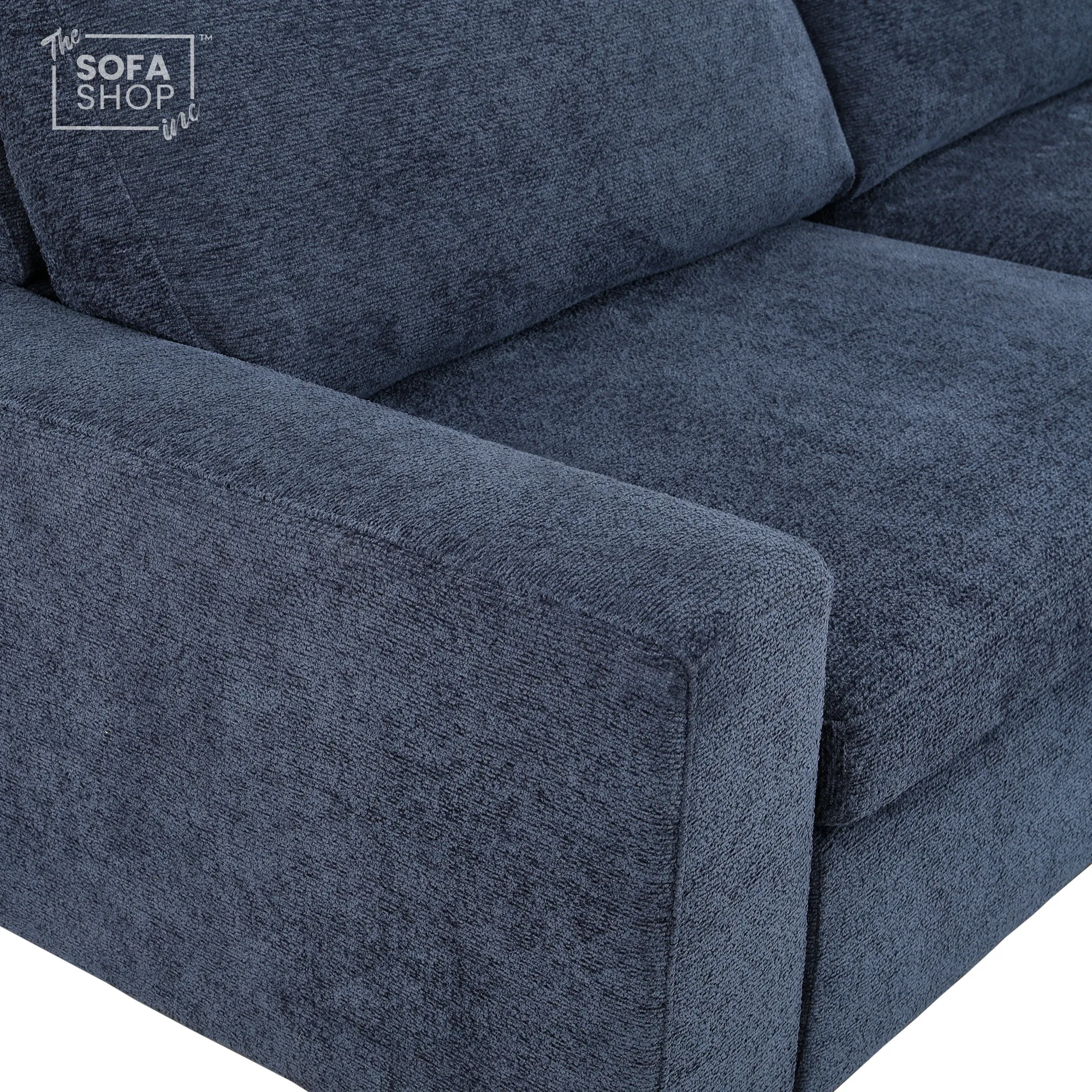 3 Seater Fabric Extendable Electric Sofa Bed | Power Sliding Couch With USB+C Charging | Blue Chenille Fabric | Home Theatre Seating & Comfort Headrests | Palma | The Sofa Shop - Image 9
