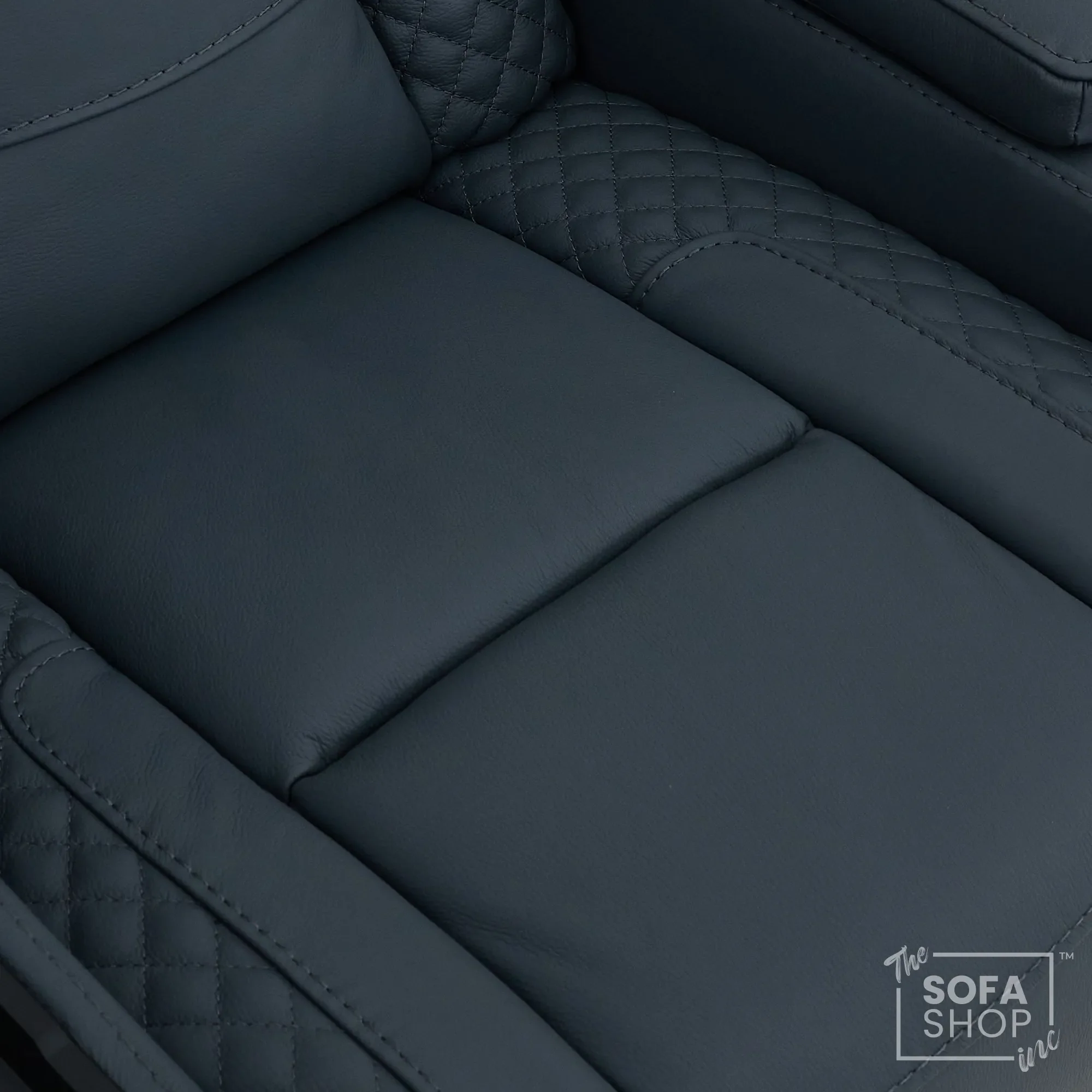 3 Seater Cinema Sofa in Blue Genuine Leather | Hi-Tech Cinema Sofa with Power Recline + Power Headrests + Base Storage | Napoli | The Sofa Shop - Image 16