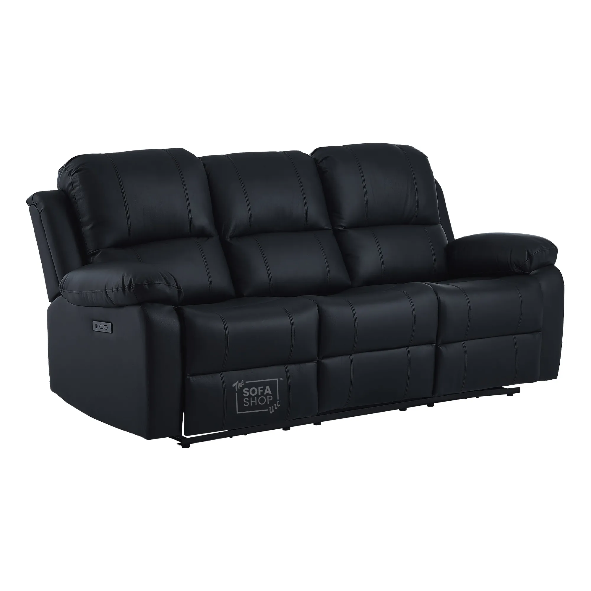 Trento 3 Seater Black Real Leather Electric Recliner Sofa | Power Recliner, Drop-Down Table & USB-C Charging | The Sofa Shop - Image 15