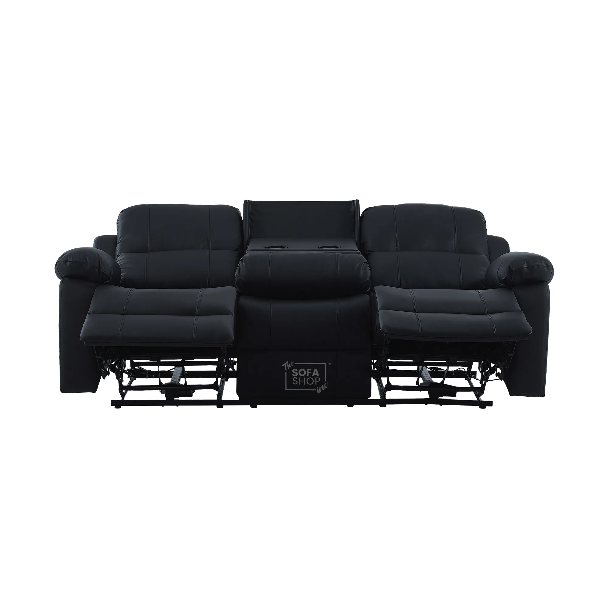 Trento 3 Seater Black Real Leather Electric Recliner Sofa | Power Recliner, Drop-Down Table & USB-C Charging | The Sofa Shop - Image 16