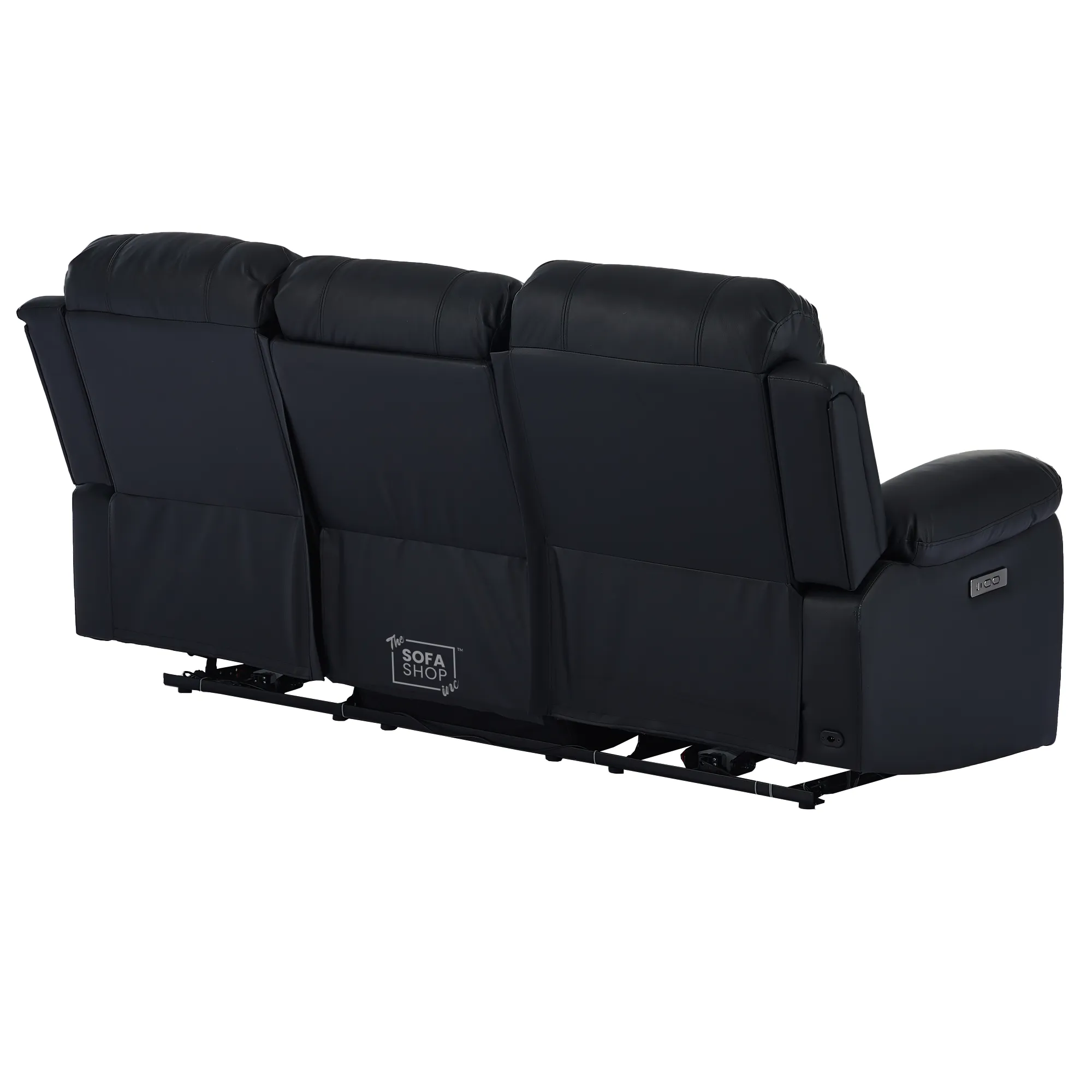 Trento 3 Seater Black Real Leather Electric Recliner Sofa | Power Recliner, Drop-Down Table & USB-C Charging | The Sofa Shop - Image 18