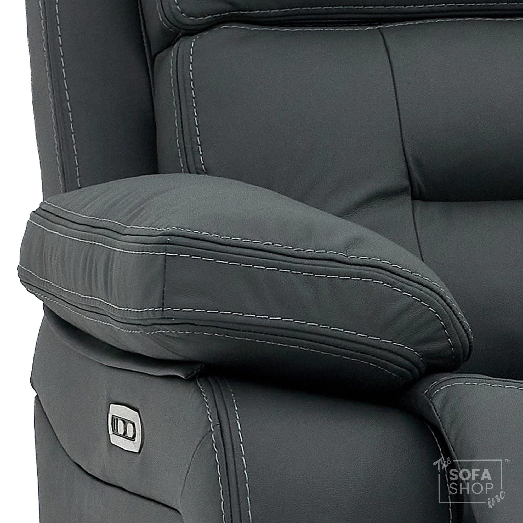 3 Seater Grey Top-Grain Leather Electric Recliner Cinema Sofa with Massage, Adjustable Headrest, Drop-Down Table, Wireless Charging | Sicily - Image 15
