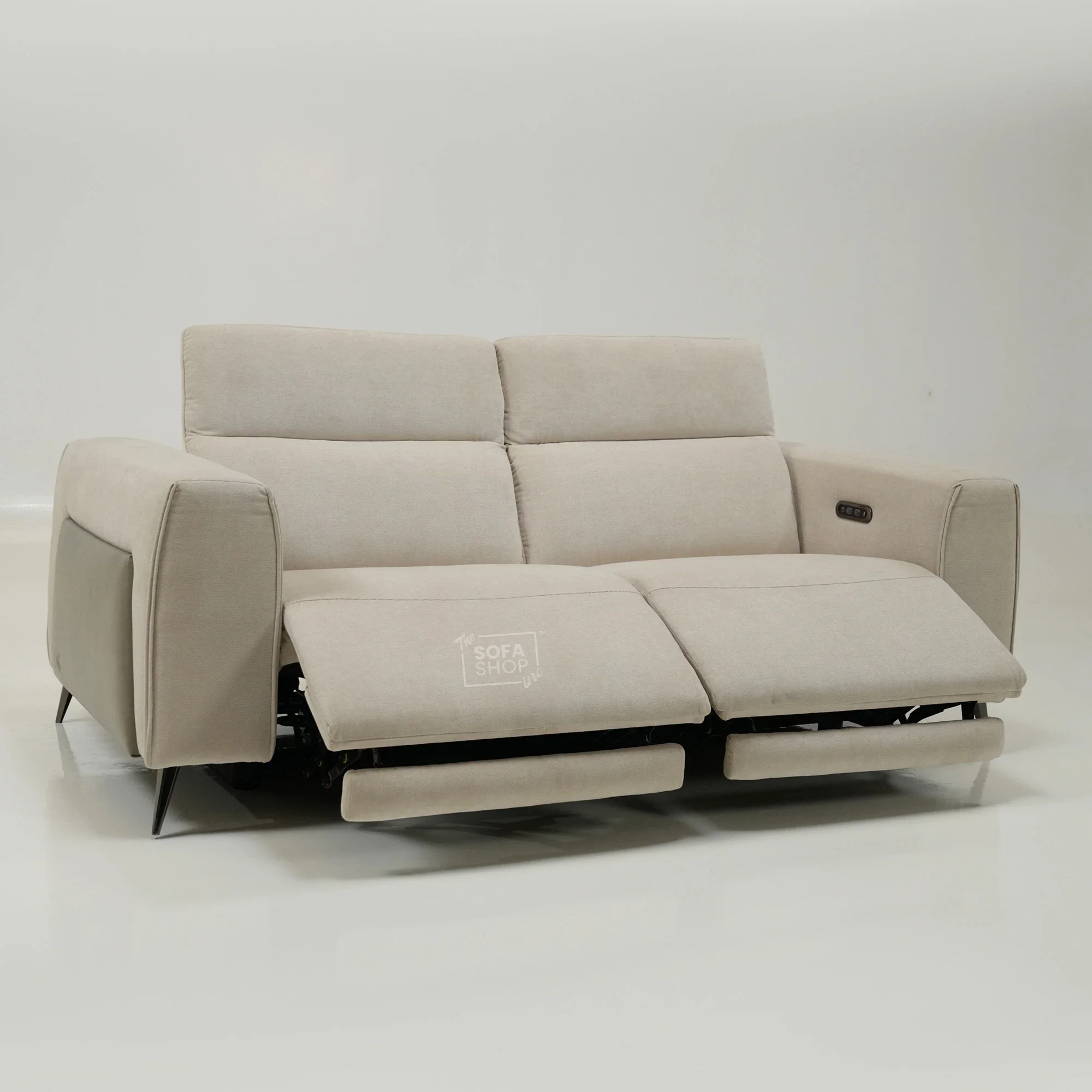 3 Seater Cinema Sofa in Beige Fabric | Hi-Tech Cinema Sofa with Power Recline + Power Headrests + USB-C Charging | Sample | Cadenza | The Sofa Shop - Image 13