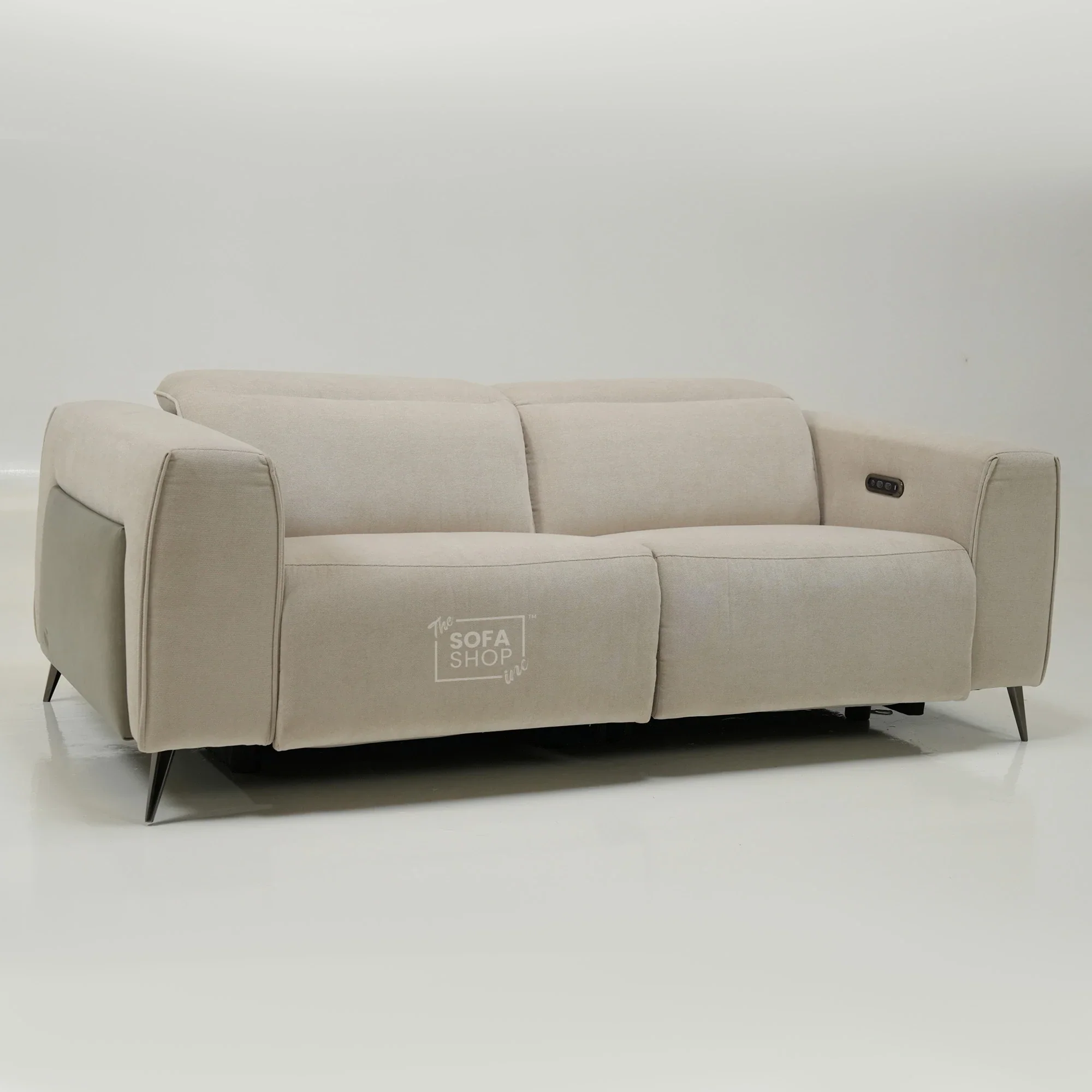 3 Seater Cinema Sofa in Beige Fabric | Hi-Tech Cinema Sofa with Power Recline + Power Headrests + USB-C Charging | Sample | Cadenza | The Sofa Shop - Image 14