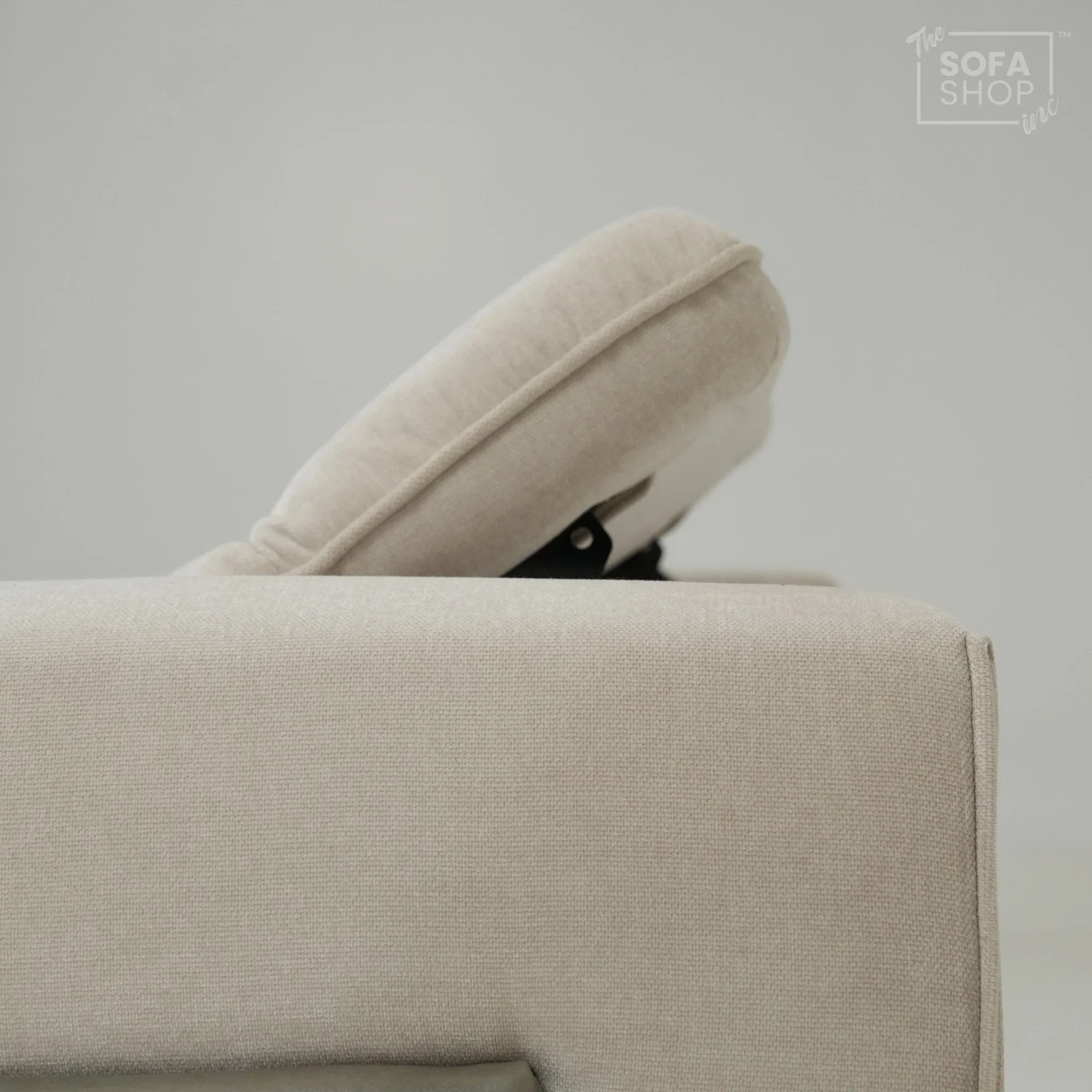 3 Seater Cinema Sofa in Beige Fabric | Hi-Tech Cinema Sofa with Power Recline + Power Headrests + USB-C Charging | Sample | Cadenza | The Sofa Shop - Image 5