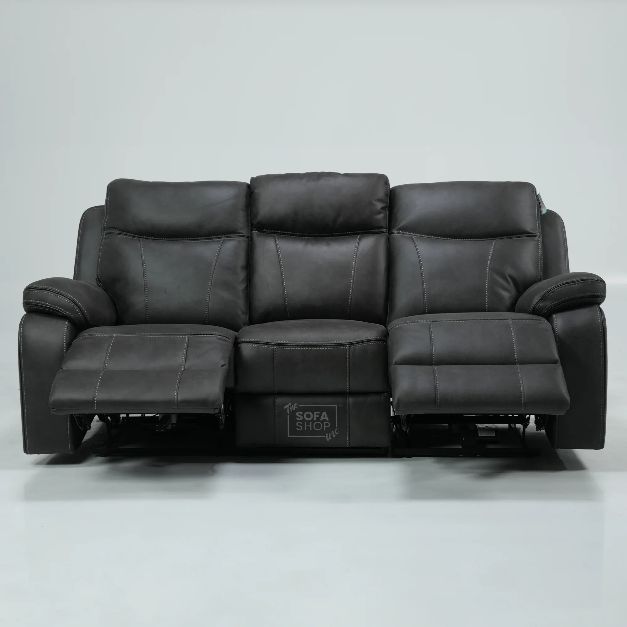 3 Seater Electric Fabric Recliner Sofa with USB, Adjustable Headrest & Storage Box  | Used, No Middle Drop-Down | Vinson | Second Hand Sofa 206 | The Sofa Shop - Image 3
