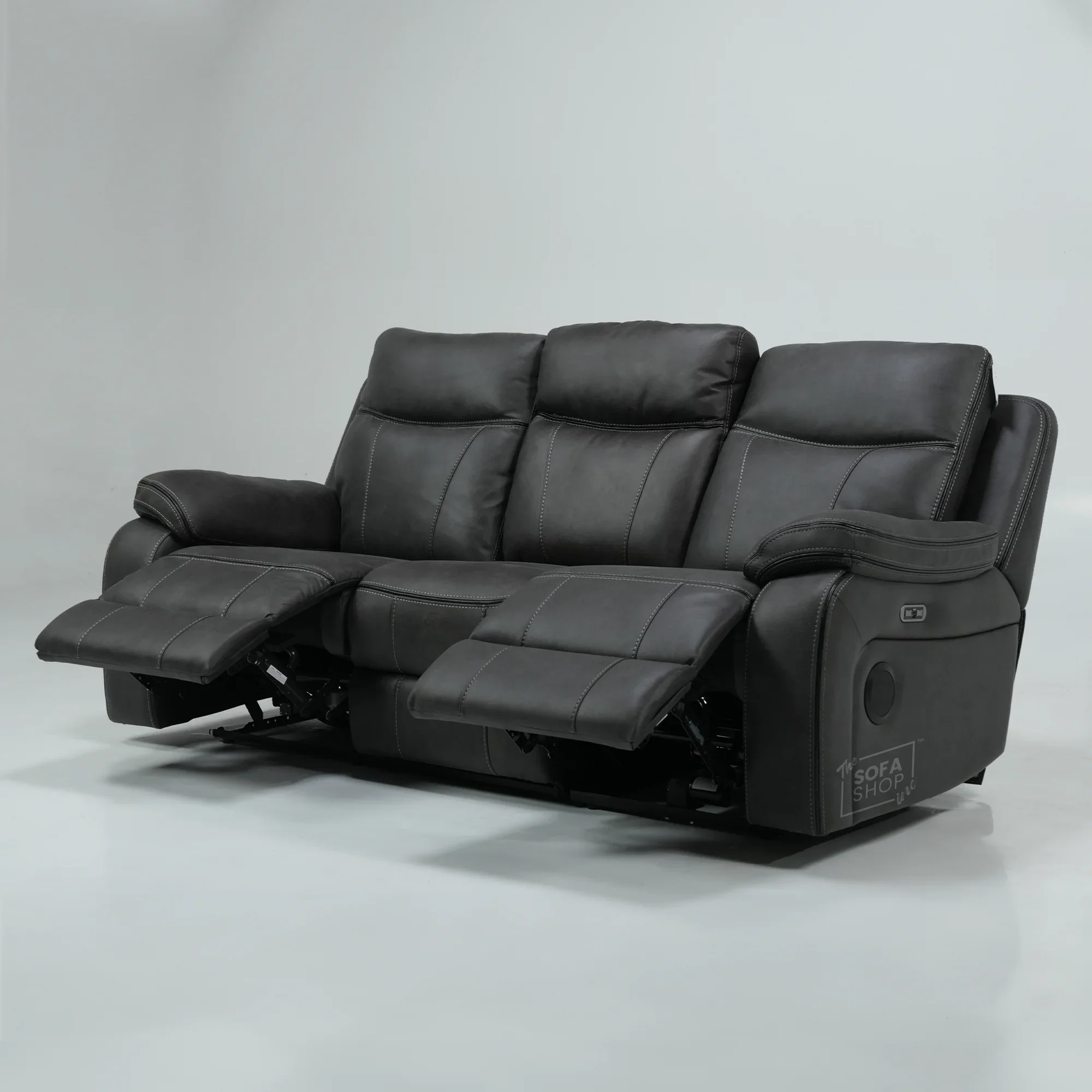 3 Seater Electric Fabric Recliner Sofa with USB, Adjustable Headrest & Storage Box  | Used, No Middle Drop-Down | Vinson | Second Hand Sofa 206 | The Sofa Shop - Image 4