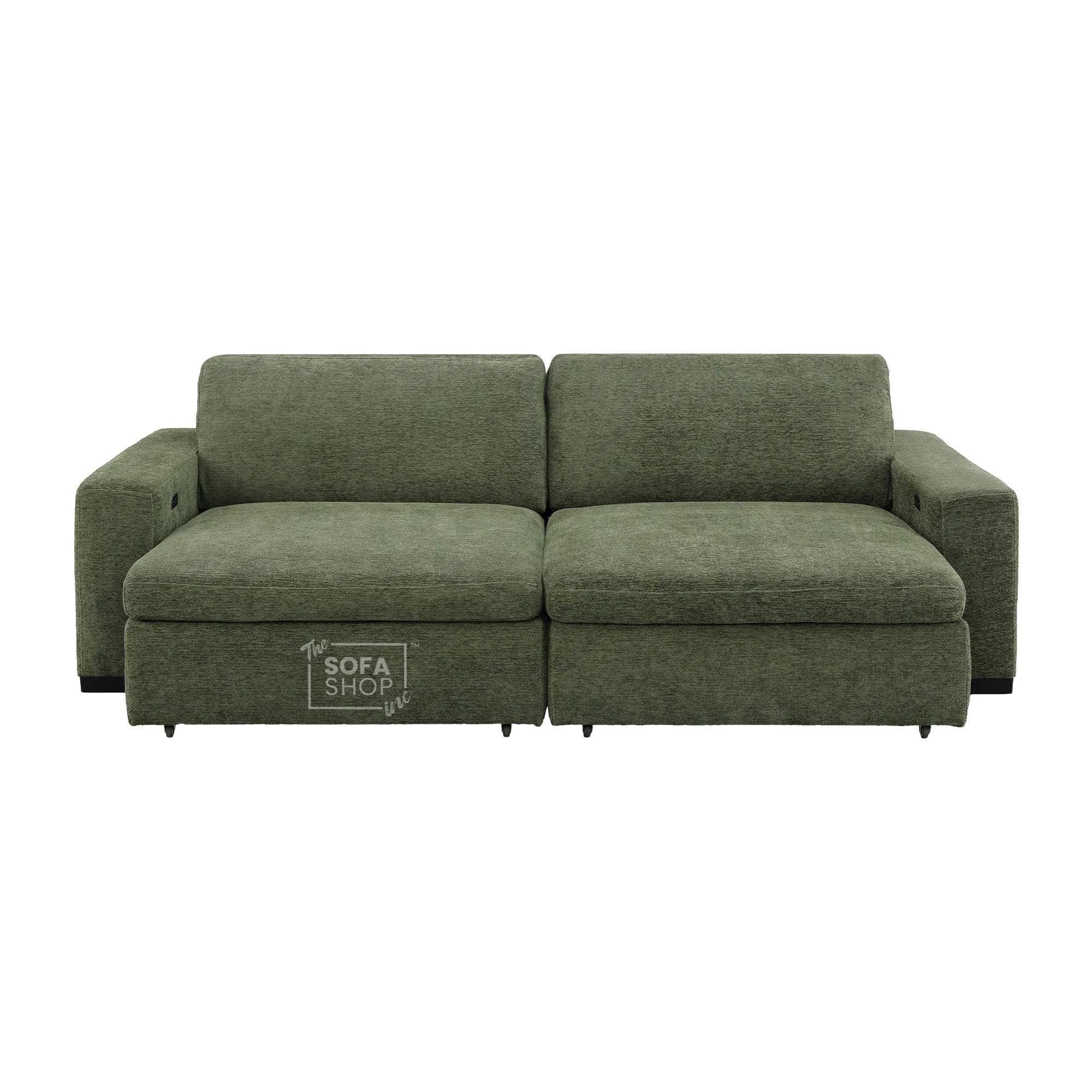 Extendable Electric Sofa Bed in Green Chenille Fabric | 3 Seater Power Sliding Couch Perfect for Home Cinema & Movie Nights | USBc Charging Ports | Palma | The Sofa Shop - Image 10