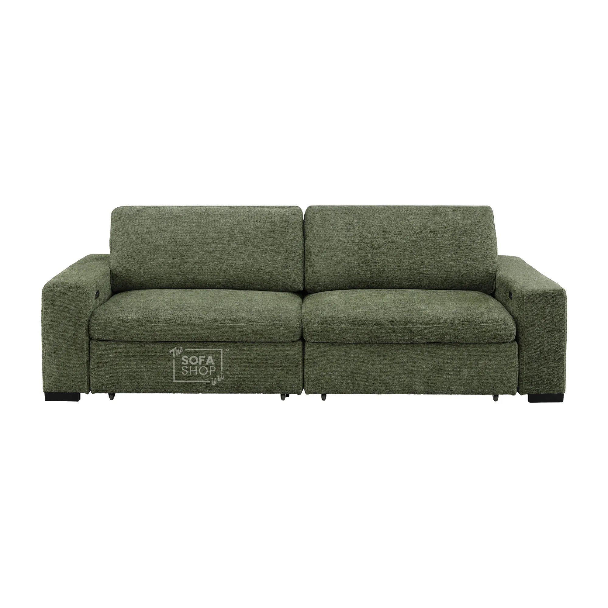 Extendable Electric Sofa Bed in Green Chenille Fabric | 3 Seater Power Sliding Couch Perfect for Home Cinema & Movie Nights | USBc Charging Ports | Palma | The Sofa Shop - Image 12