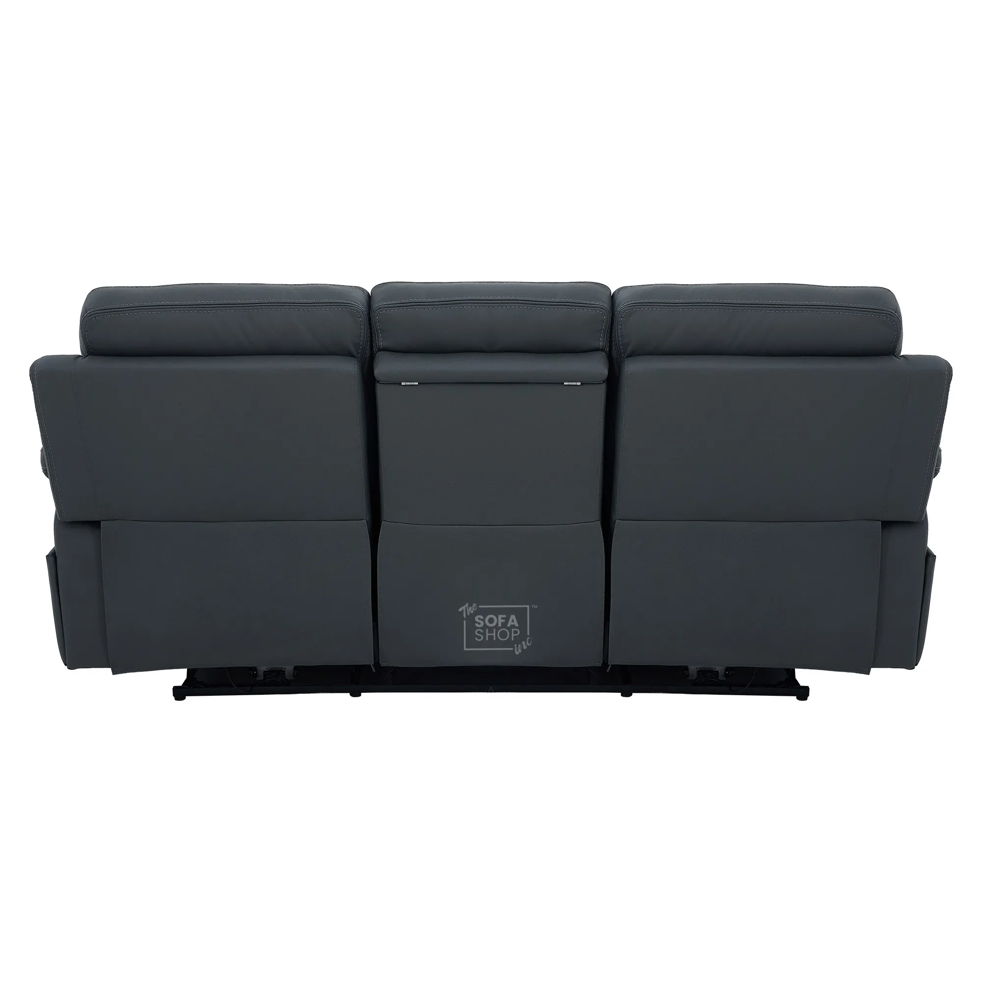 3 Seater Cinema Sofa in Grey Genuine Leather | Hi-Tech Couch with Power Recline + Power Headrests + Wireless Charging + Bluetooth Speakers | Sicily | The Sofa Shop - Image 22