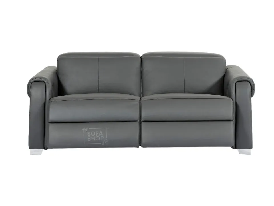3 Seater Real Leather Recliner Sofa In Grey | Hi-Tech Sofa with Massage, USB Ports & Power Headrest | Turin - Image 11