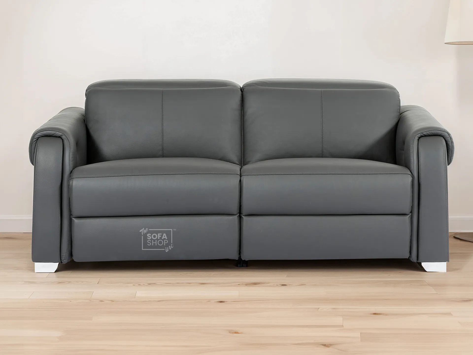 3 Seater Real Leather Recliner Sofa In Grey | Hi-Tech Sofa with Massage, USB Ports & Power Headrest | Turin - Image 2