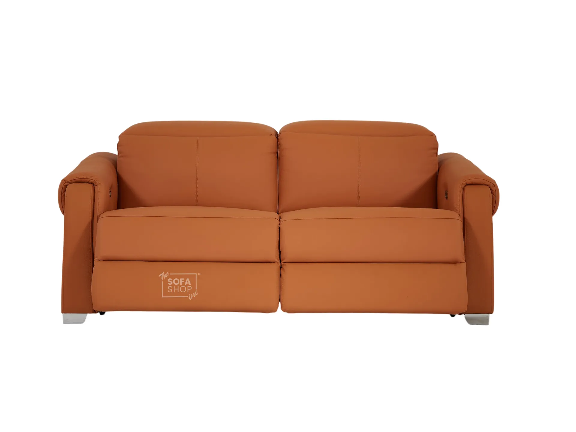 3 Seater Real Leather Recliner Sofa In Orange | Hi-Tech Sofa with Massage, USB Ports & Power Headrest | Turin | The Sofa Shop - Image 8