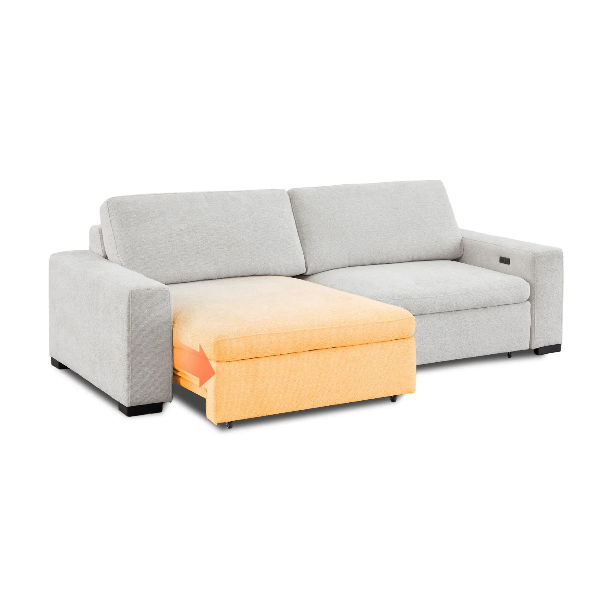 Palma 3 Seater Fabric Extendable Electric Sofa Bed | Power Sliding Couch with USB + USB-C Charging | Light Grey Chenille | Home Theatre Seating & Comfort Headrests | The Sofa Shop - Image 12