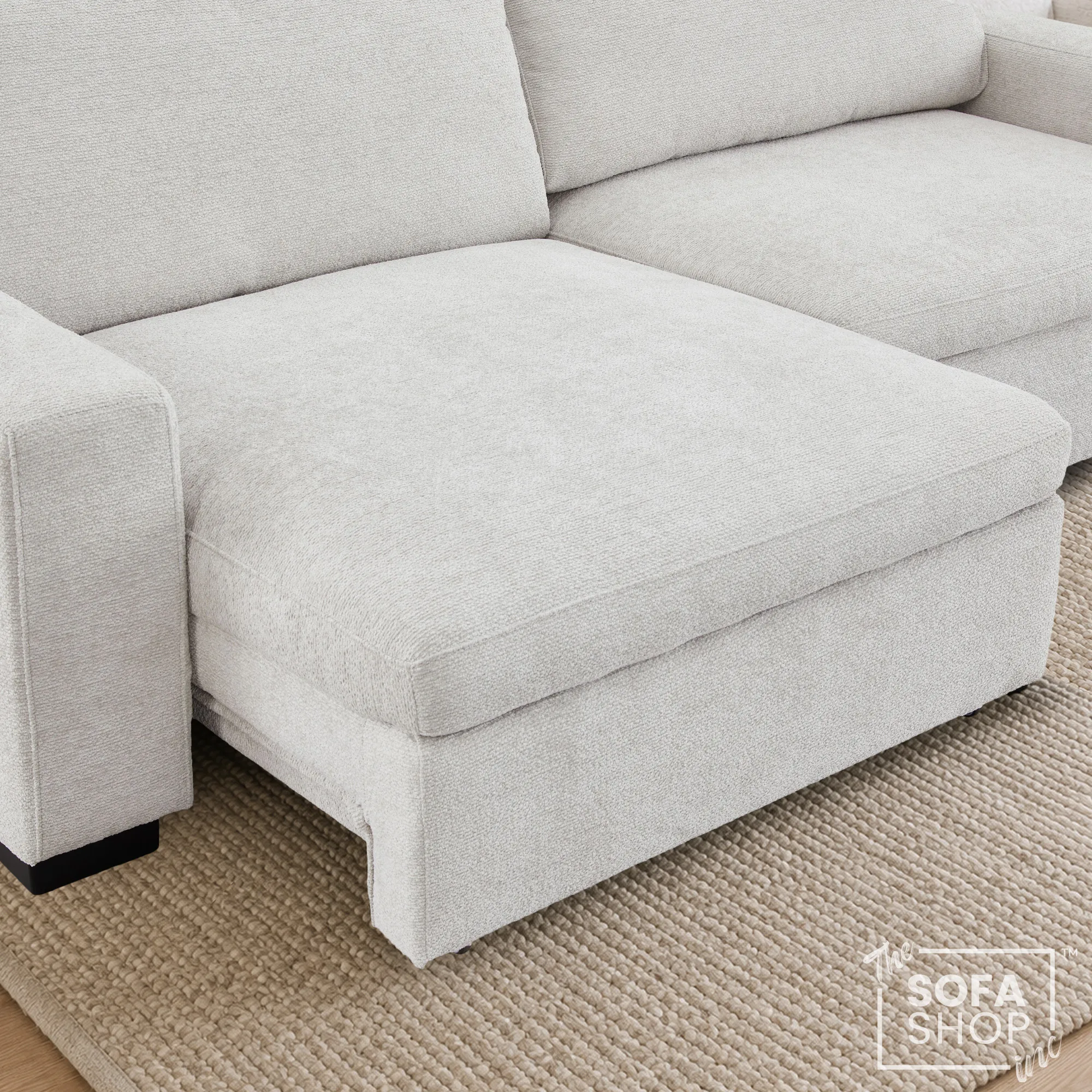 Palma 3 Seater Fabric Extendable Electric Sofa Bed | Power Sliding Couch with USB + USB-C Charging | Light Grey Chenille | Home Theatre Seating & Comfort Headrests | The Sofa Shop - Image 9