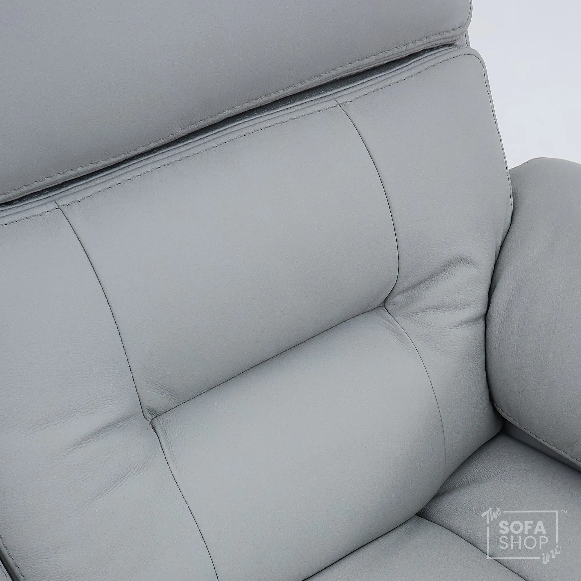 3 Seater Cinema Sofa in Light Grey Genuine Leather | Hi-Tech Couch with Power Recline + Power Headrests + Wireless Charging + Speakers | Sicily | The Sofa Shop - Image 11