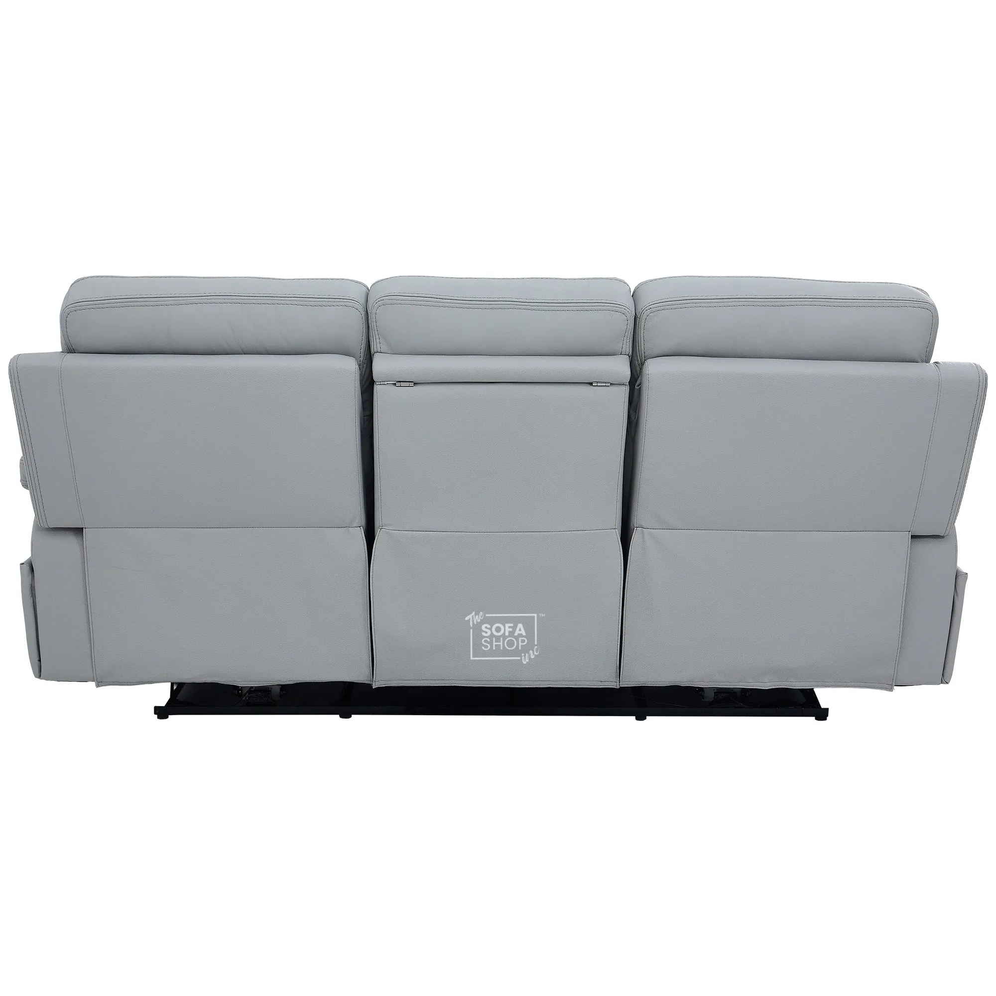 3 Seater Cinema Sofa in Light Grey Genuine Leather | Hi-Tech Couch with Power Recline + Power Headrests + Wireless Charging + Speakers | Sicily | The Sofa Shop - Image 20