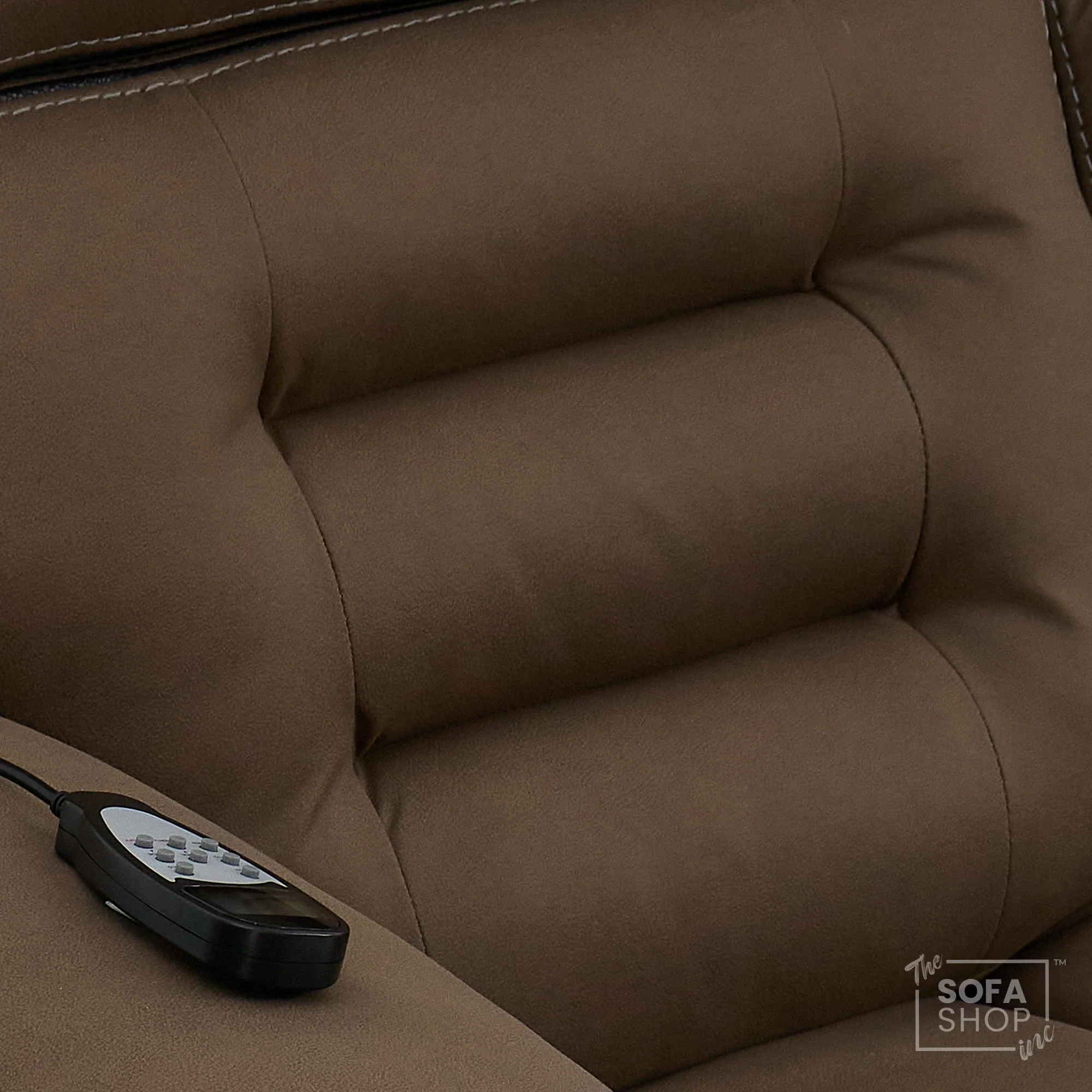 3 Seater Electric Recliner Cinema Sofa in Mocha Brown Fabric | Hi-Tech Sofa With Massage, Heat, Fold-Down Table, Bluetooth Speakers, LED Lights & Power Headrest | Tuscany | The Sofa Shop - Image 14