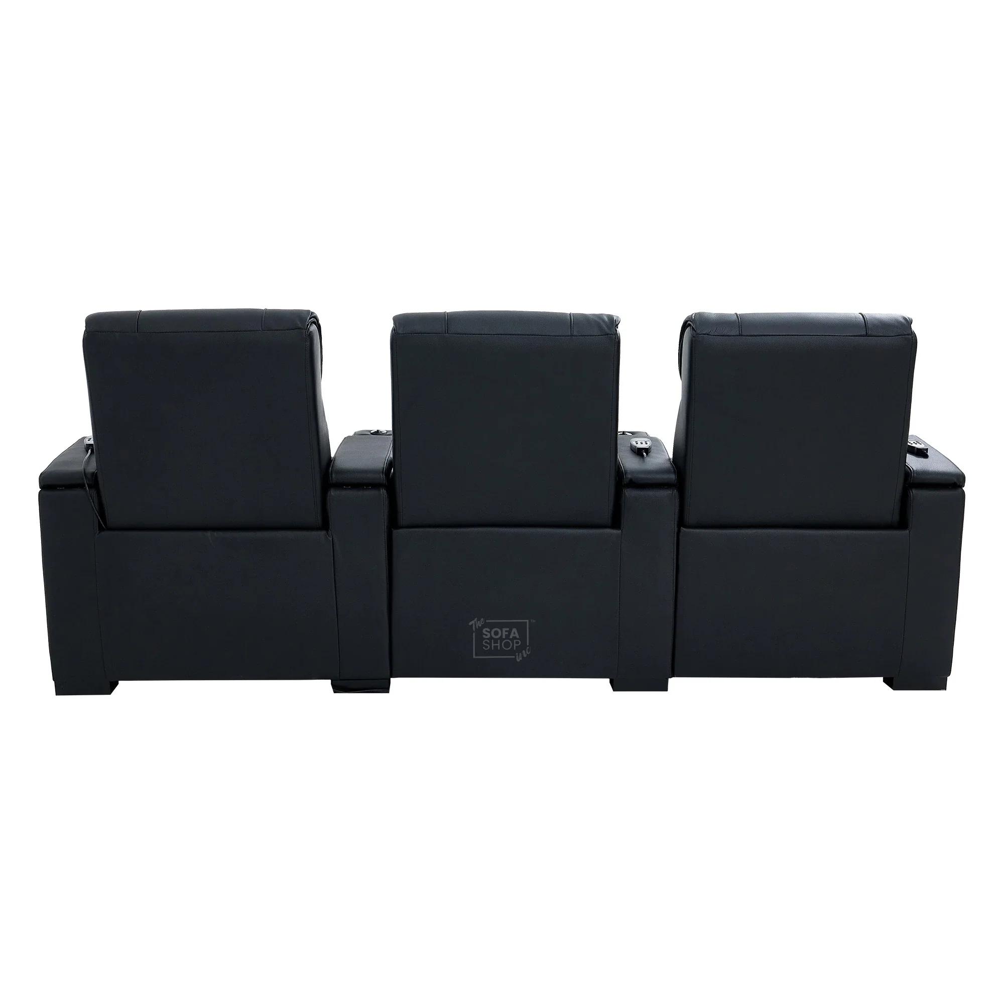 3 Seater Black Real Leather Power Recline Cinema Sofa | Hi-Tech Sofa With Vibration Massage, Heated Lumbar & Cooler Cup Holders | Rimini | The Sofa Shop - Image 17