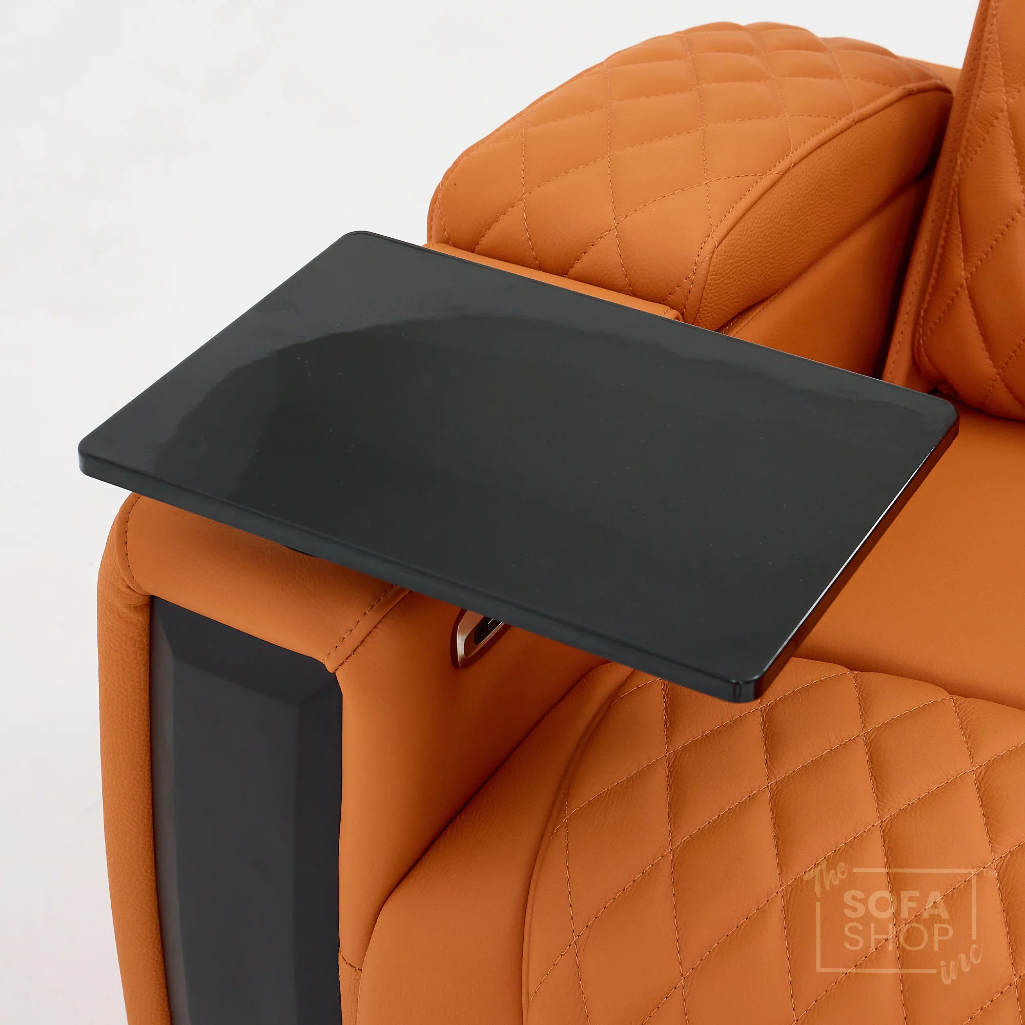 3 Seater Cinema Sofa in Orange Real Leather | Luxury Theatre & Home Cinema Seating | Electric Recliner With 3 Power Recliners, Power Lumbar & Cooling Cup Holders | Assisi | The Sofa Shop - Image 11