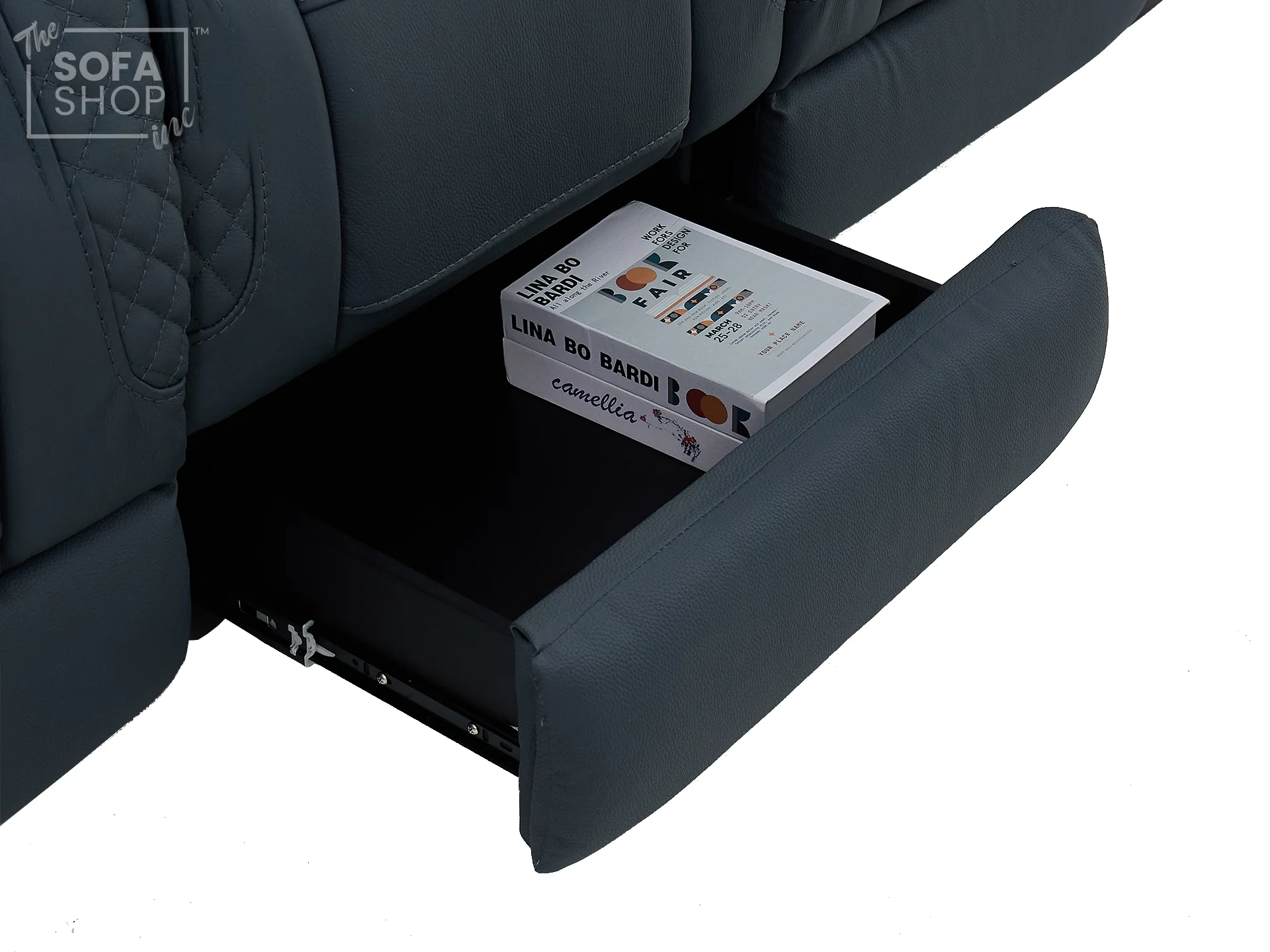 3 Seater Real Leather Electric Recliner Cinema Sofa in Blue | Massage, Power Headrest & USB-C | Napoli | The Sofa Shop - Image 13