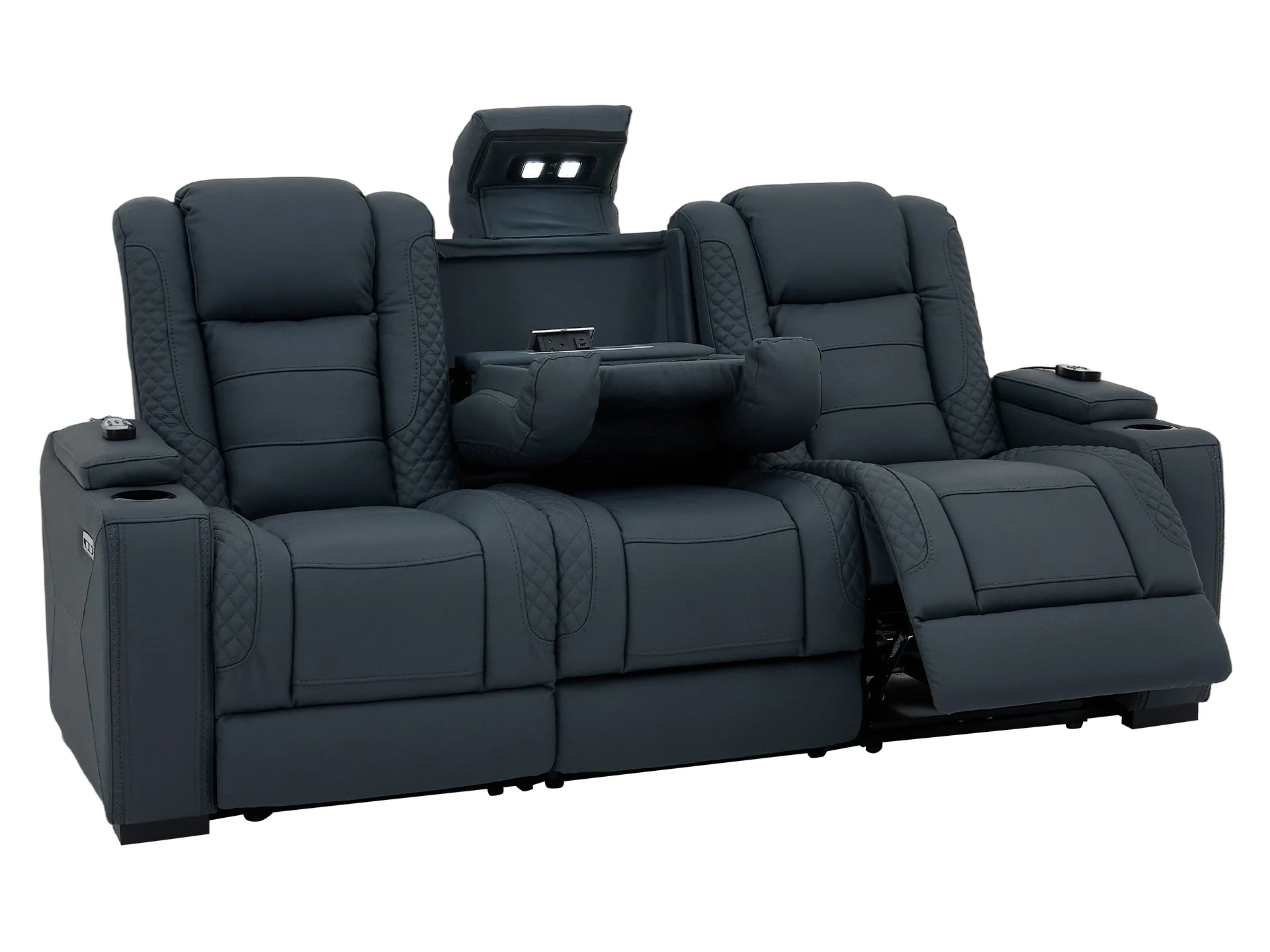 3 Seater Real Leather Electric Recliner Cinema Sofa in Blue | Massage, Power Headrest & USB-C | Napoli | The Sofa Shop - Image 14