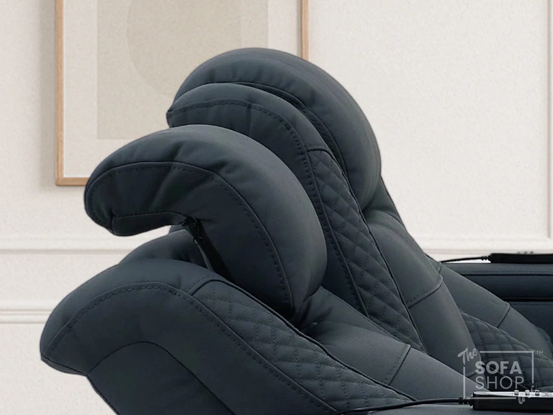 3 Seater Real Leather Electric Recliner Cinema Sofa in Blue | Massage, Power Headrest & USB-C | Napoli | The Sofa Shop - Image 5