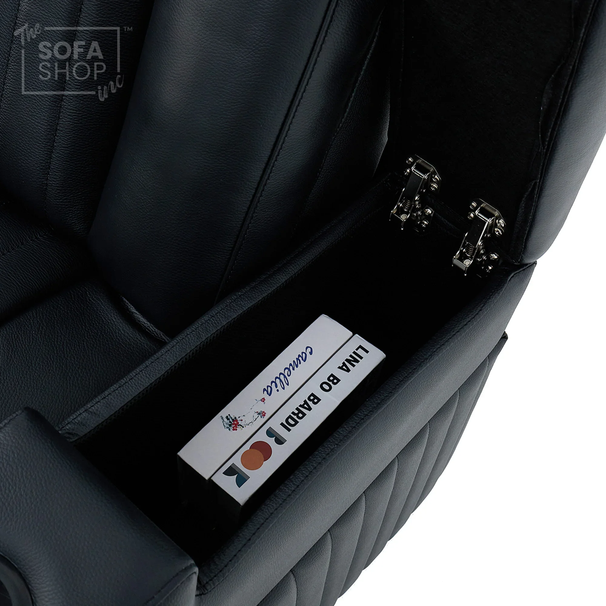 3 Seater Real Leather Cinema Recliner Sofa in Black | Electric Couch with Massage, Heating, Power Plug Sockets, Cup Holders & Reading Lamps | Capri | Sofa Shop - Image 15
