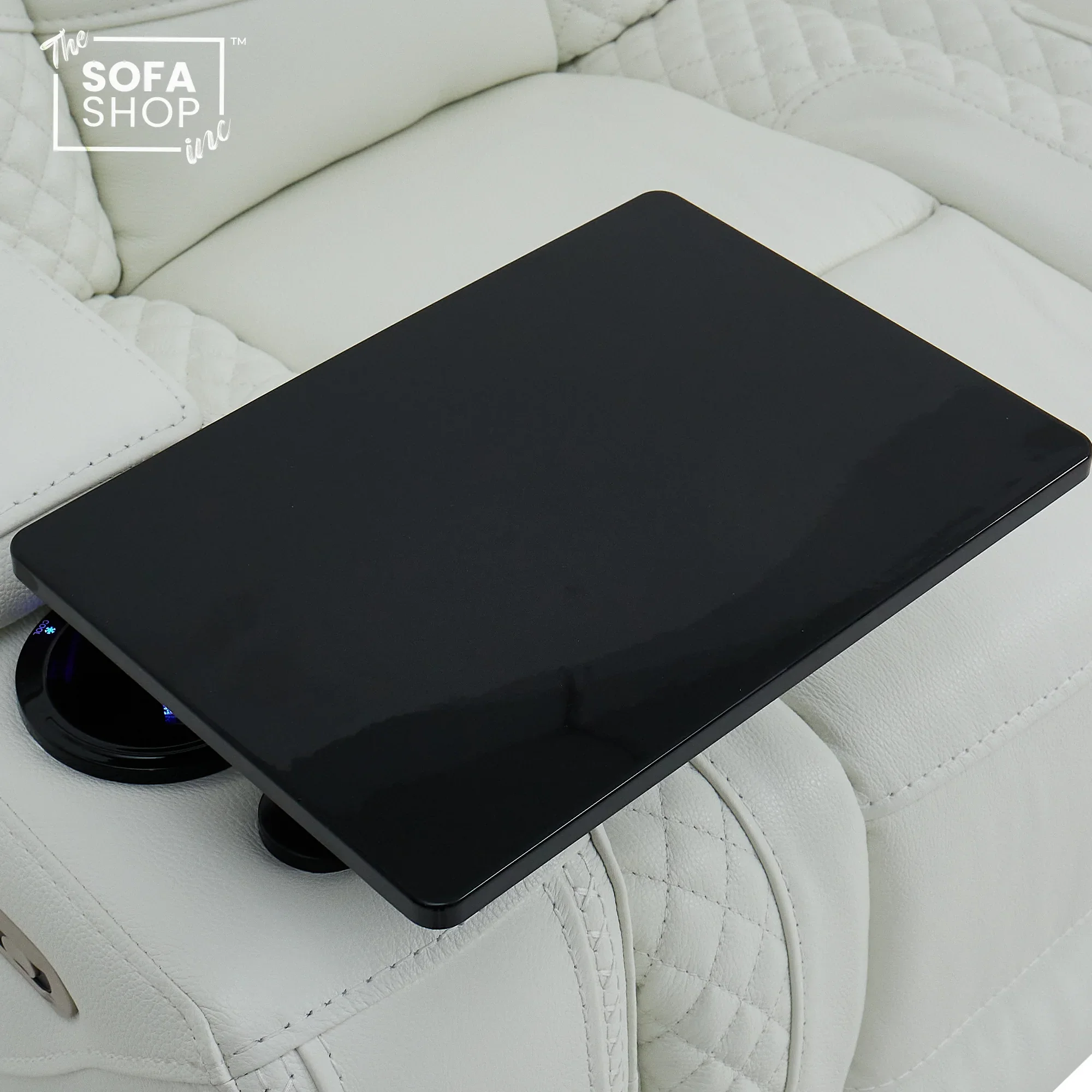 3 Seater Real Leather Electric Recliner Cinema Sofa in White | Massage, Heat, Bluetooth, Fold-Down Table & Cooling Cup Holders | Napoli | The Sofa Shop - Image 16