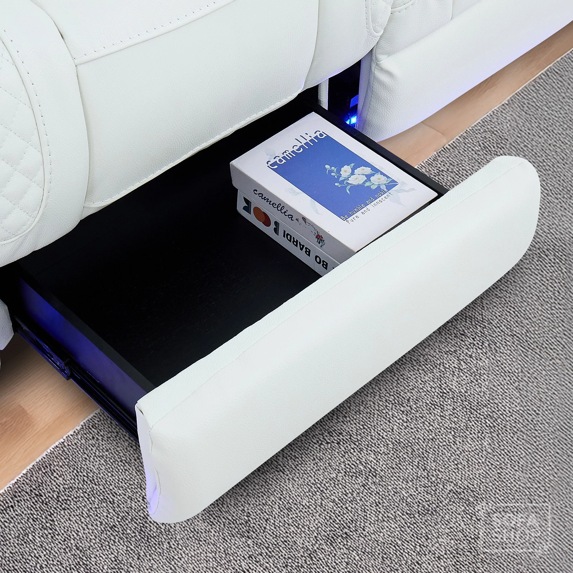 3 Seater Real Leather Electric Recliner Cinema Sofa in White | Massage, Heat, Bluetooth, Fold-Down Table & Cooling Cup Holders | Napoli | The Sofa Shop - Image 22