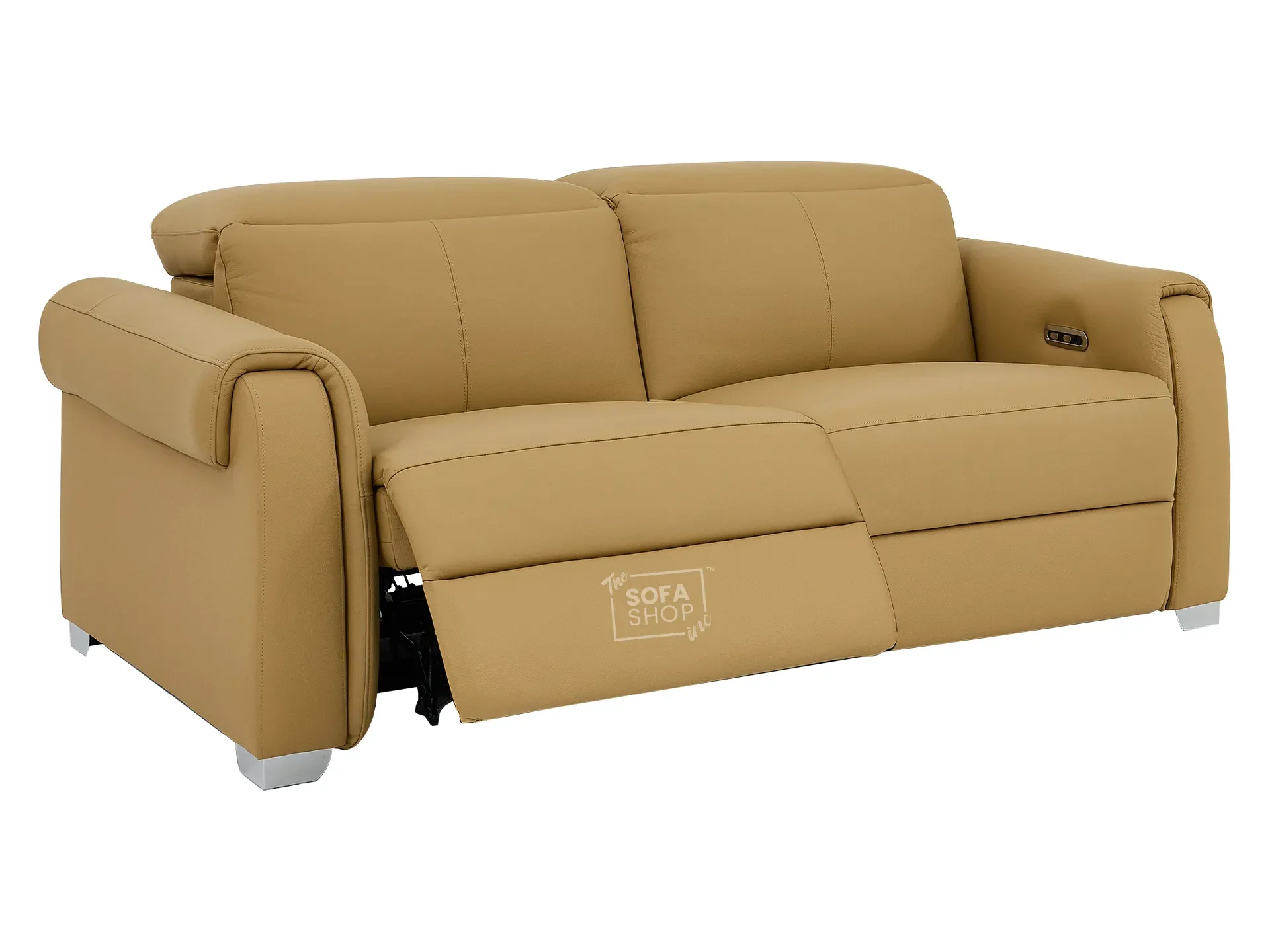 3 Seater Real Leather Recliner Sofa In Tan | Hi-Tech Sofa with Massage, USB Ports & Power Headrest | Turin - Image 10