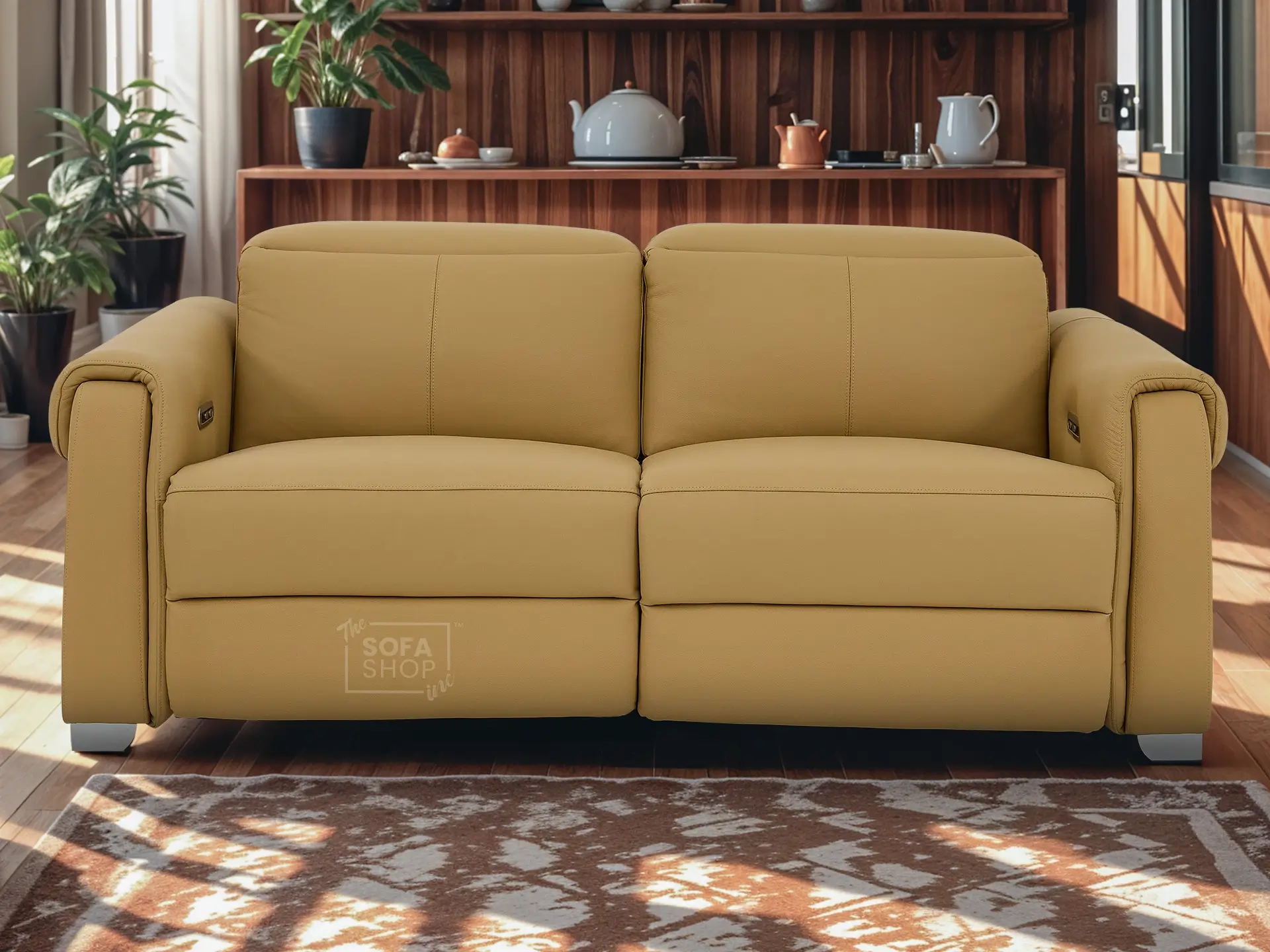 3 Seater Real Leather Recliner Sofa In Tan | Hi-Tech Sofa with Massage, USB Ports & Power Headrest | Turin - Image 2