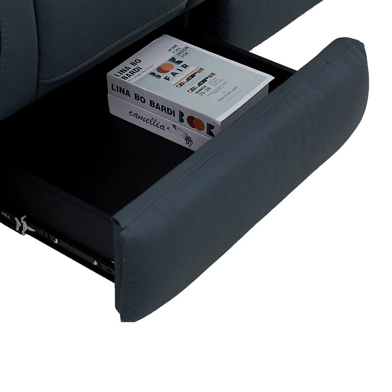 3 Seater Electric Recliner Cinema Sofa in Blue Genuine Leather with Massage, Drop-Down Table, Cup Holders, Power Recliner, USB Ports & Storage Box | Napoli - Image 15