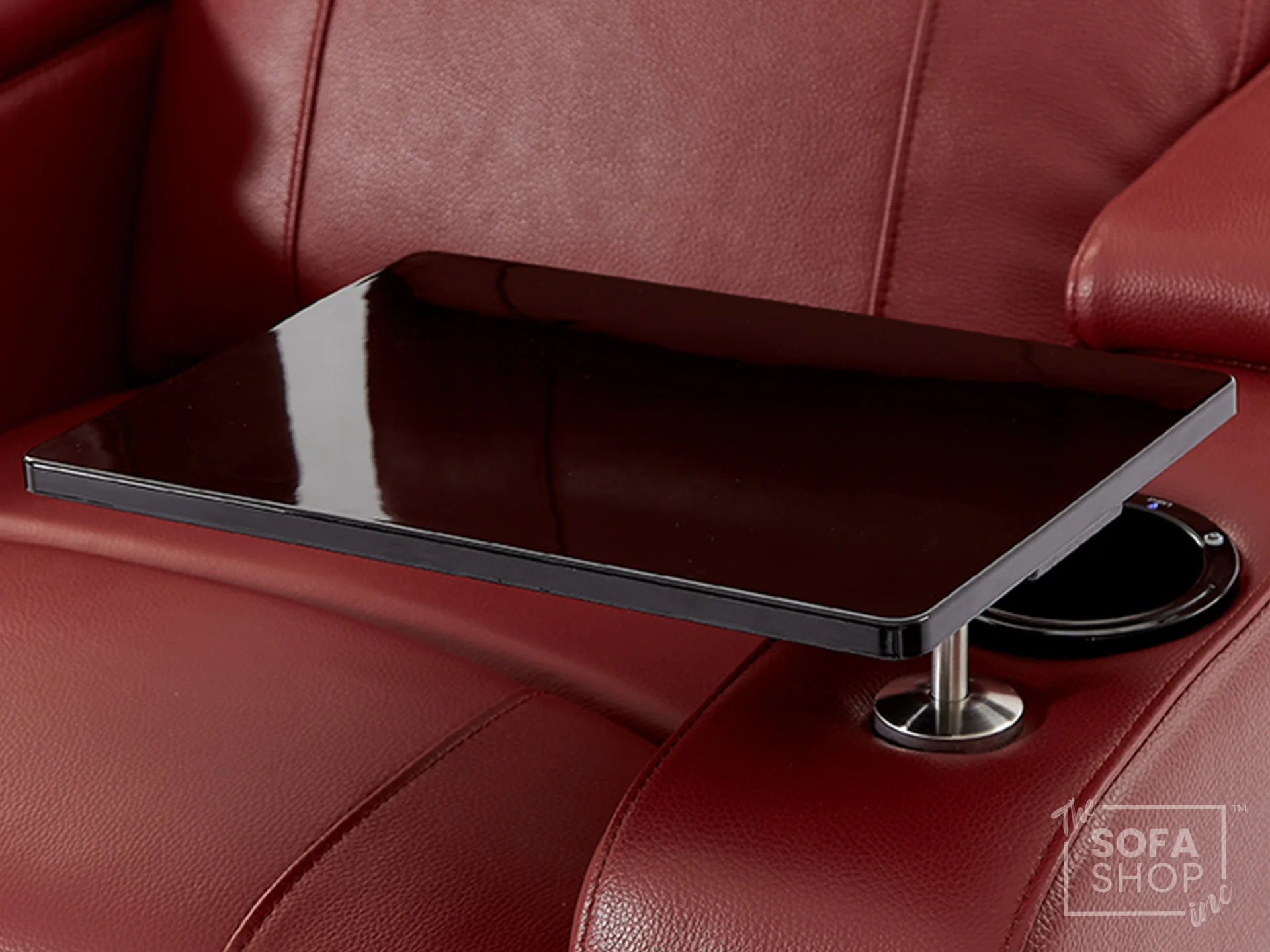 3 Seater Real Leather Electric Recliner Cinema Theatre Sofa in Red | Electric Recliner With Massage, Bluetooth & Cooling Cup Holders + Storage + Power | Rimini | The Sofa Shop - Image 11