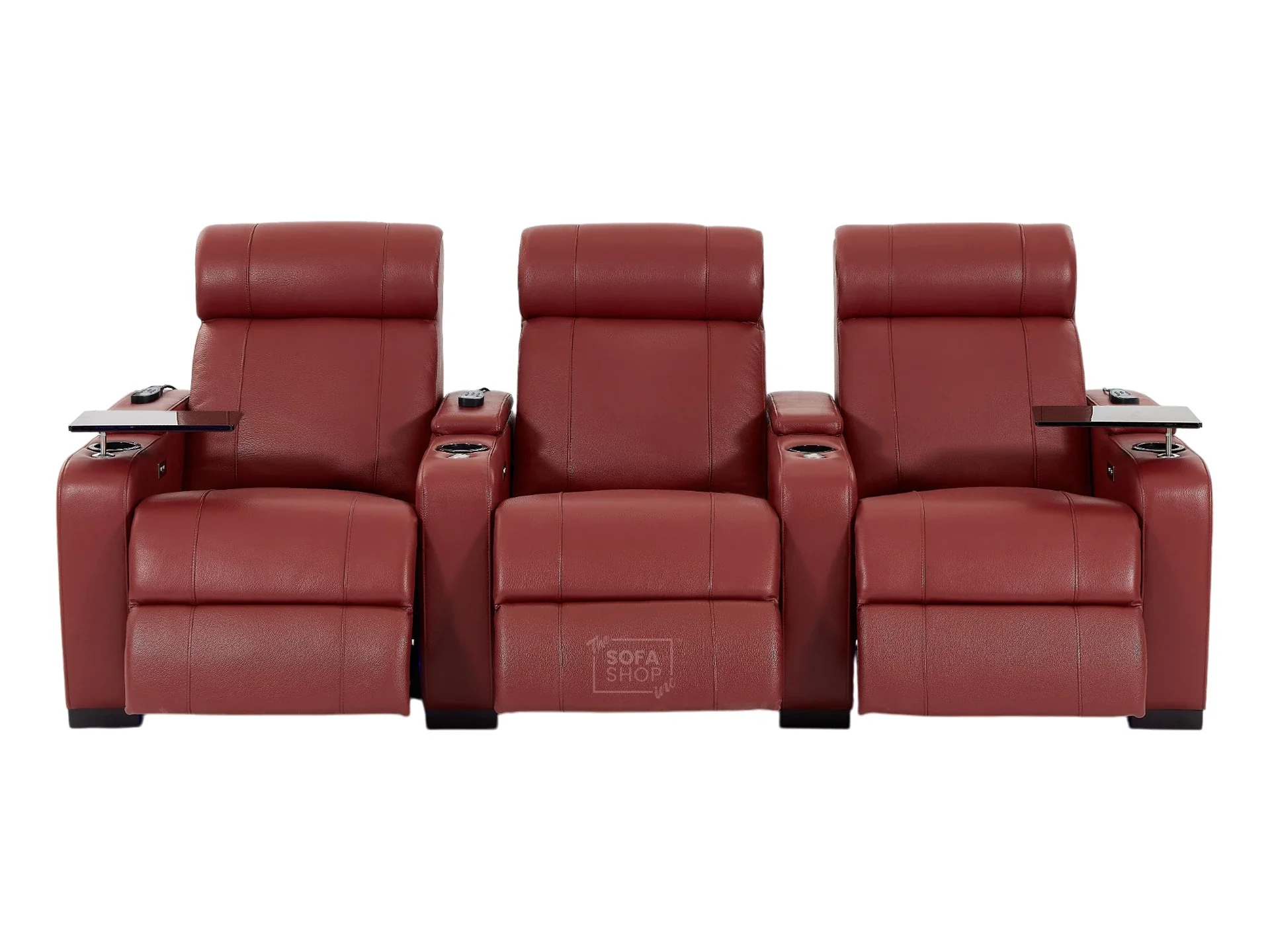 3 Seater Real Leather Electric Recliner Cinema Theatre Sofa in Red | Electric Recliner With Massage, Bluetooth & Cooling Cup Holders + Storage + Power | Rimini | The Sofa Shop - Image 17