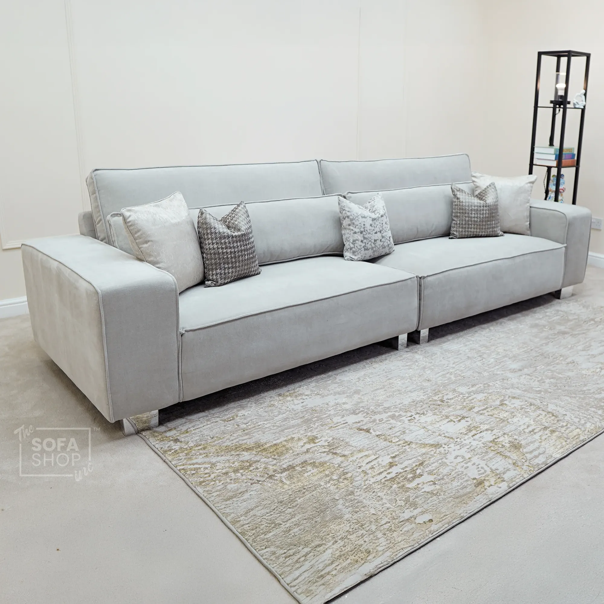 4 Seater Beige Fabric Sofa | Modern Design with High-Back Support & Comfortable Padding | Vicenza | The Sofa Shop