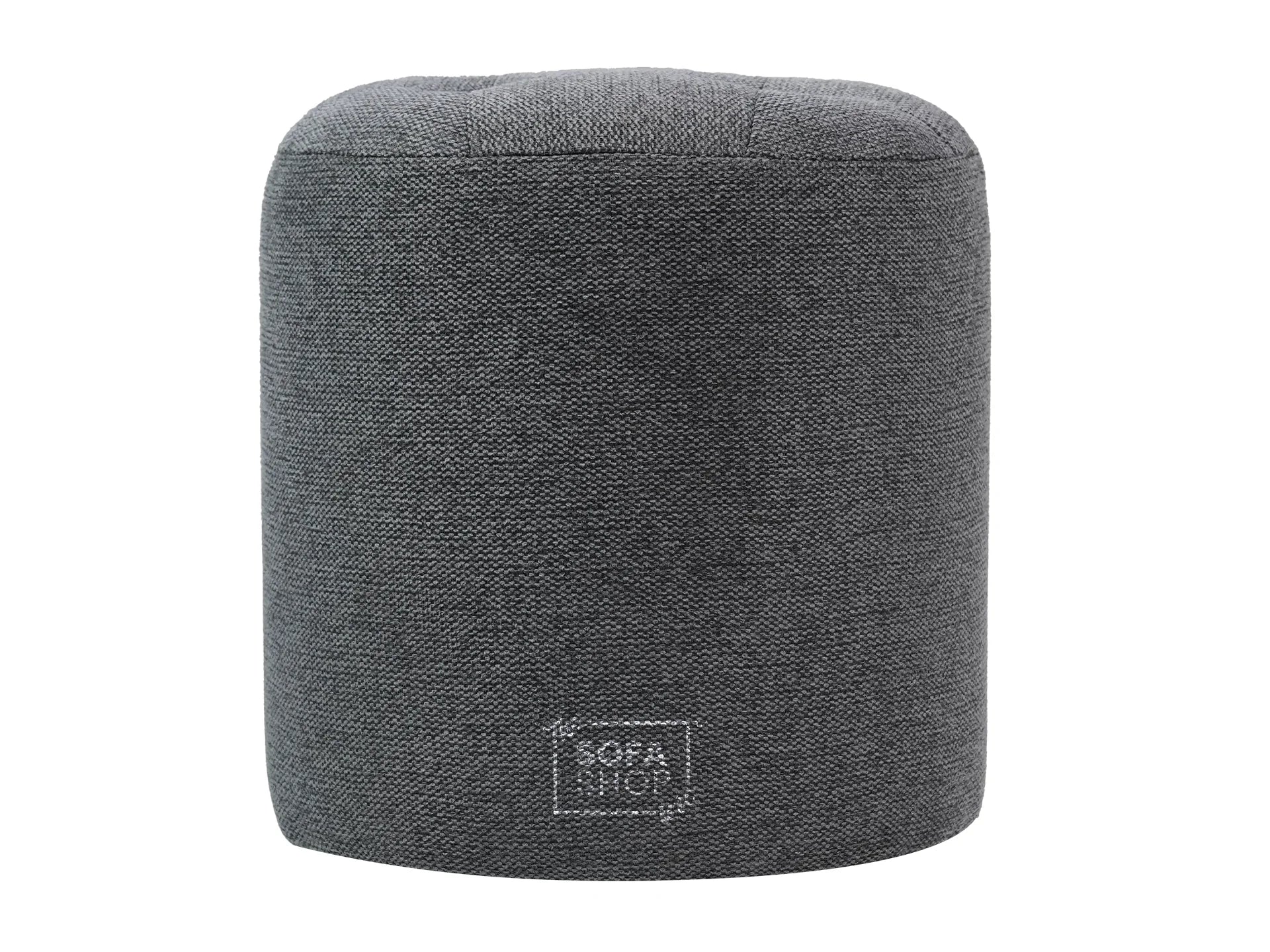 Big Round Footstool in Grey Tweed Fabric - Tropea - Image 2