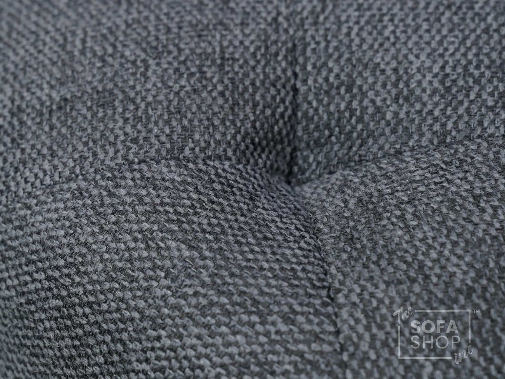 Big Round Footstool in Grey Tweed Fabric - Tropea - Image 3
