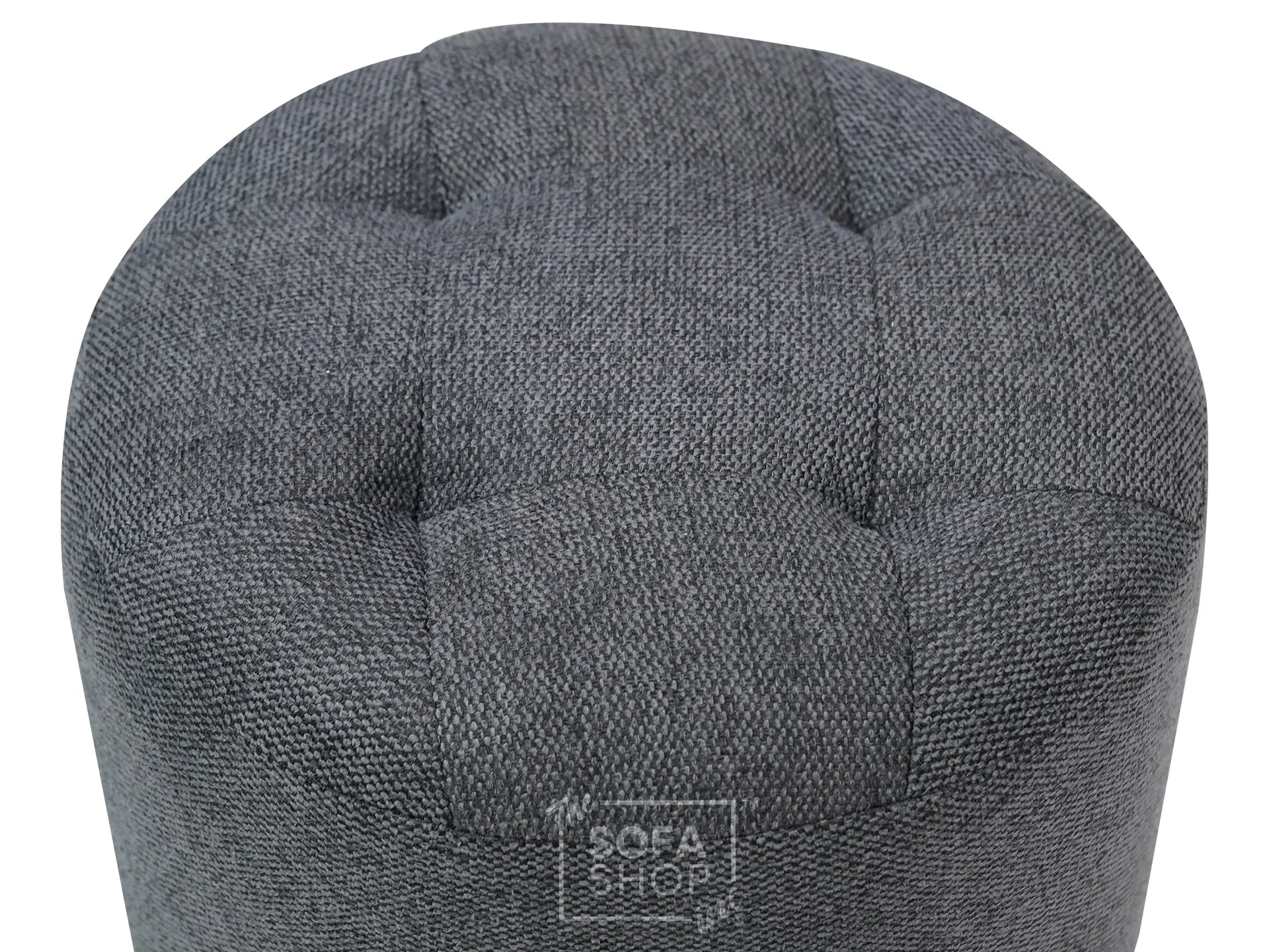 Big Round Footstool in Grey Tweed Fabric - Tropea - Image 4