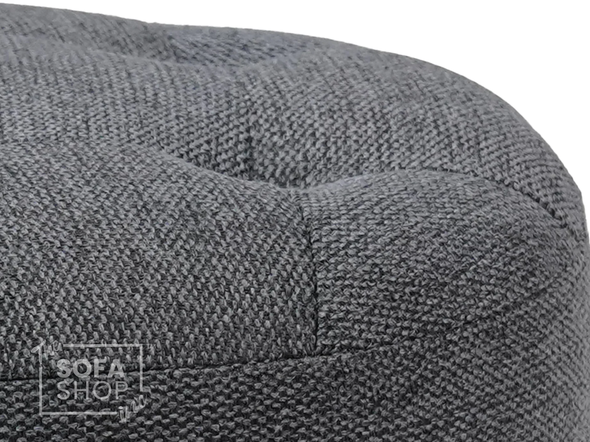Big Round Footstool in Grey Tweed Fabric - Tropea - Image 5