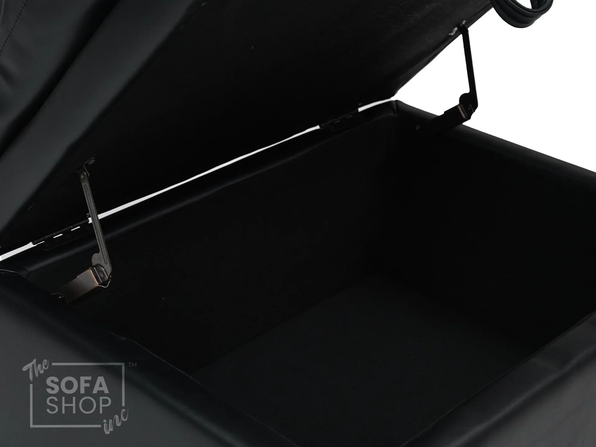 Black Leather Cushion Top Footstool - Bari - Image 4
